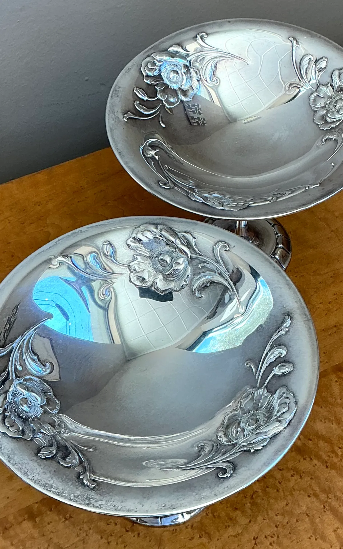 Vintage Silverplate Floral Compotes - Pair — additional photo 4