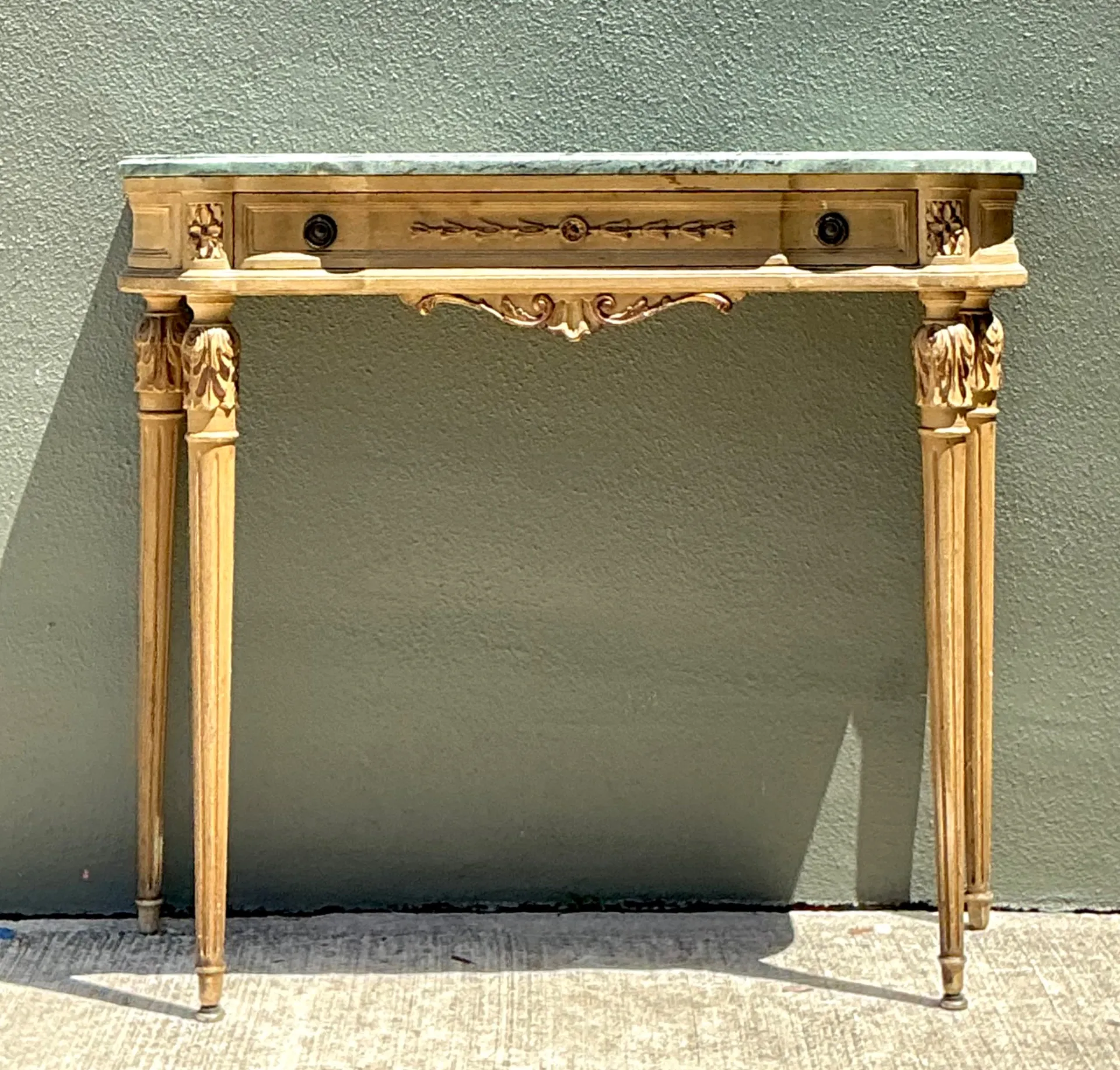Vintage Marble Top Carved Console Wall Table — additional photo 2
