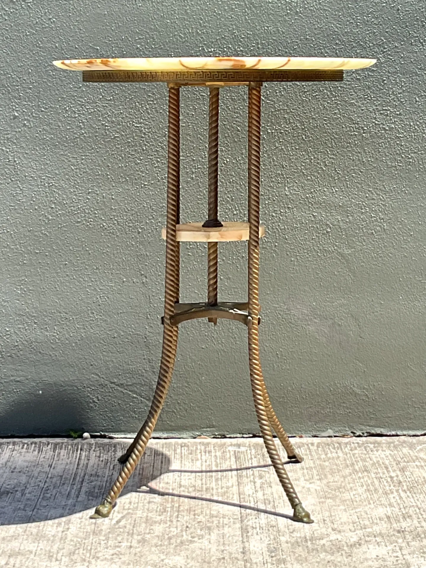 Vintage Greek Key Brass and Onyx Accent Table — additional photo 8