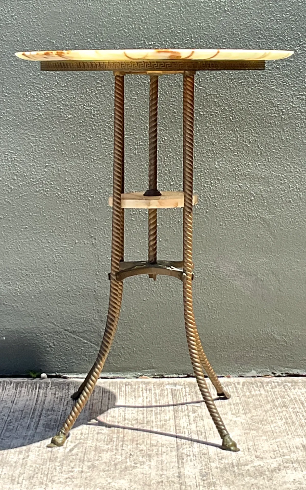 Vintage Greek Key Brass and Onyx Accent Table — additional photo 8