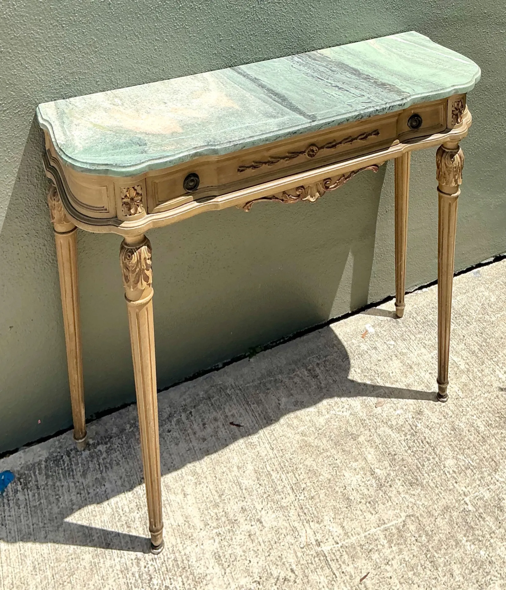 Vintage Marble Top Carved Console Wall Table — additional photo 8