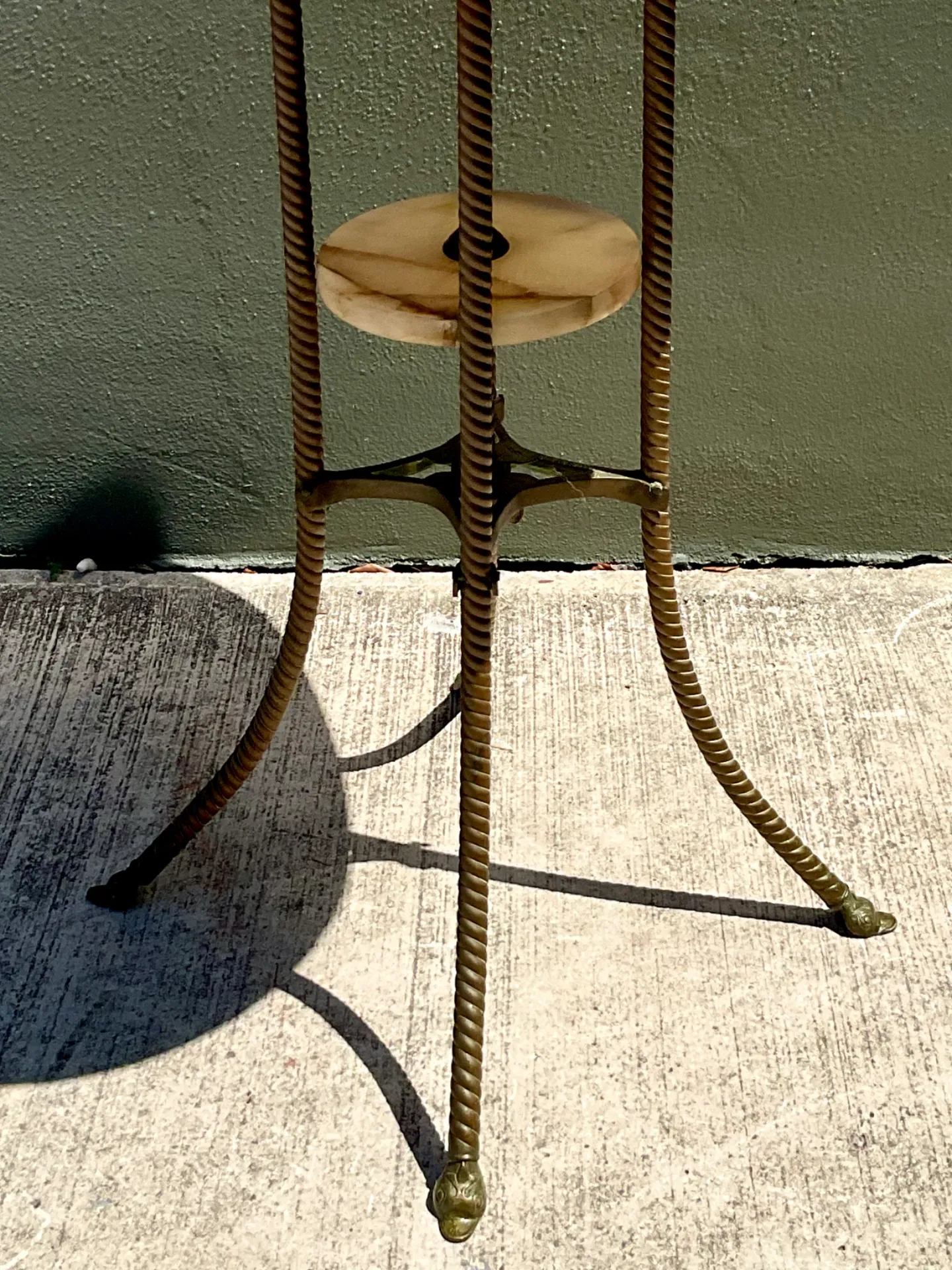 Vintage Greek Key Brass and Onyx Accent Table — additional photo 4