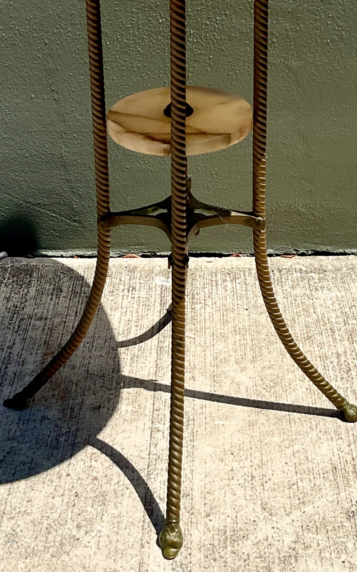 Vintage Greek Key Brass and Onyx Accent Table — additional photo 4