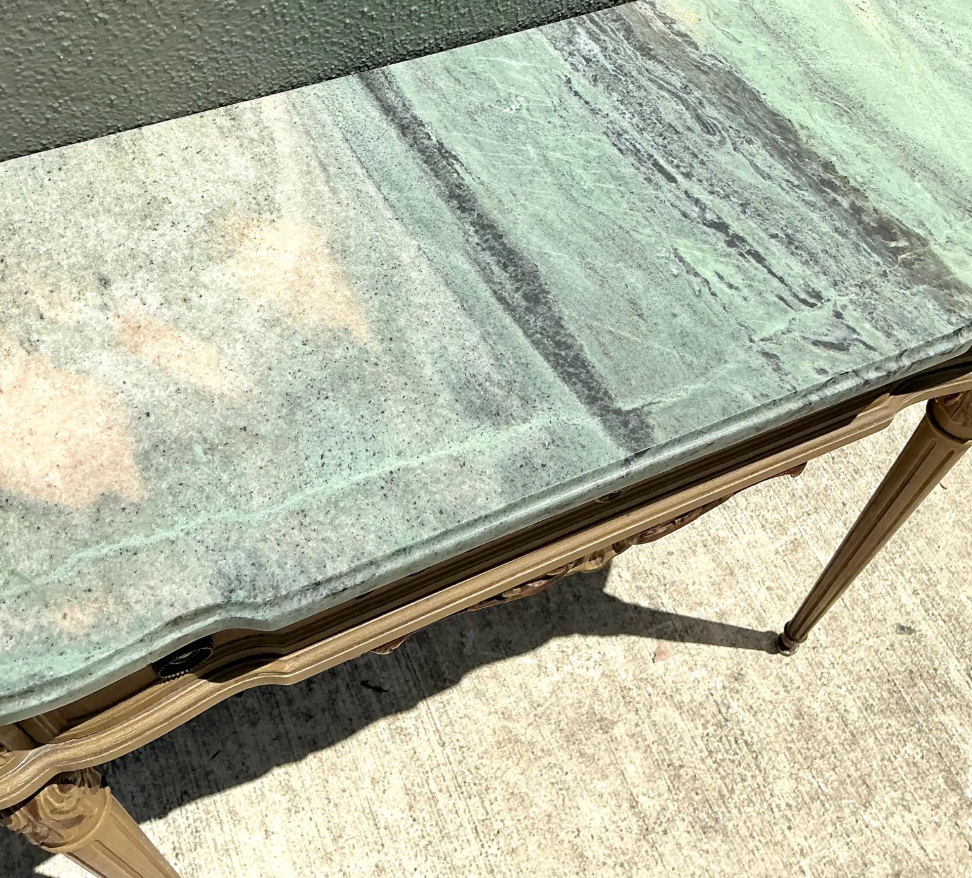 Vintage Marble Top Carved Console Wall Table — additional photo 1