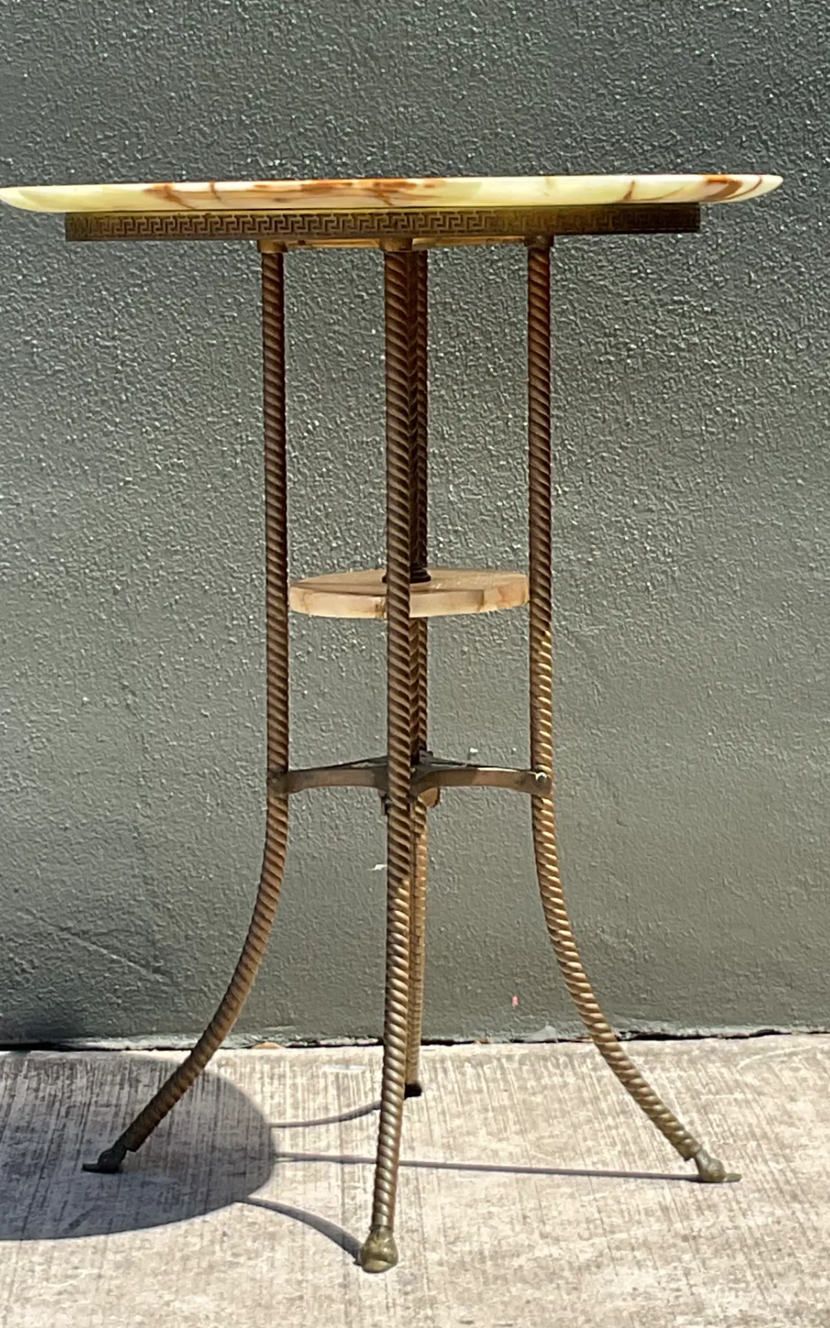 Vintage Greek Key Brass and Onyx Accent Table — additional photo 7
