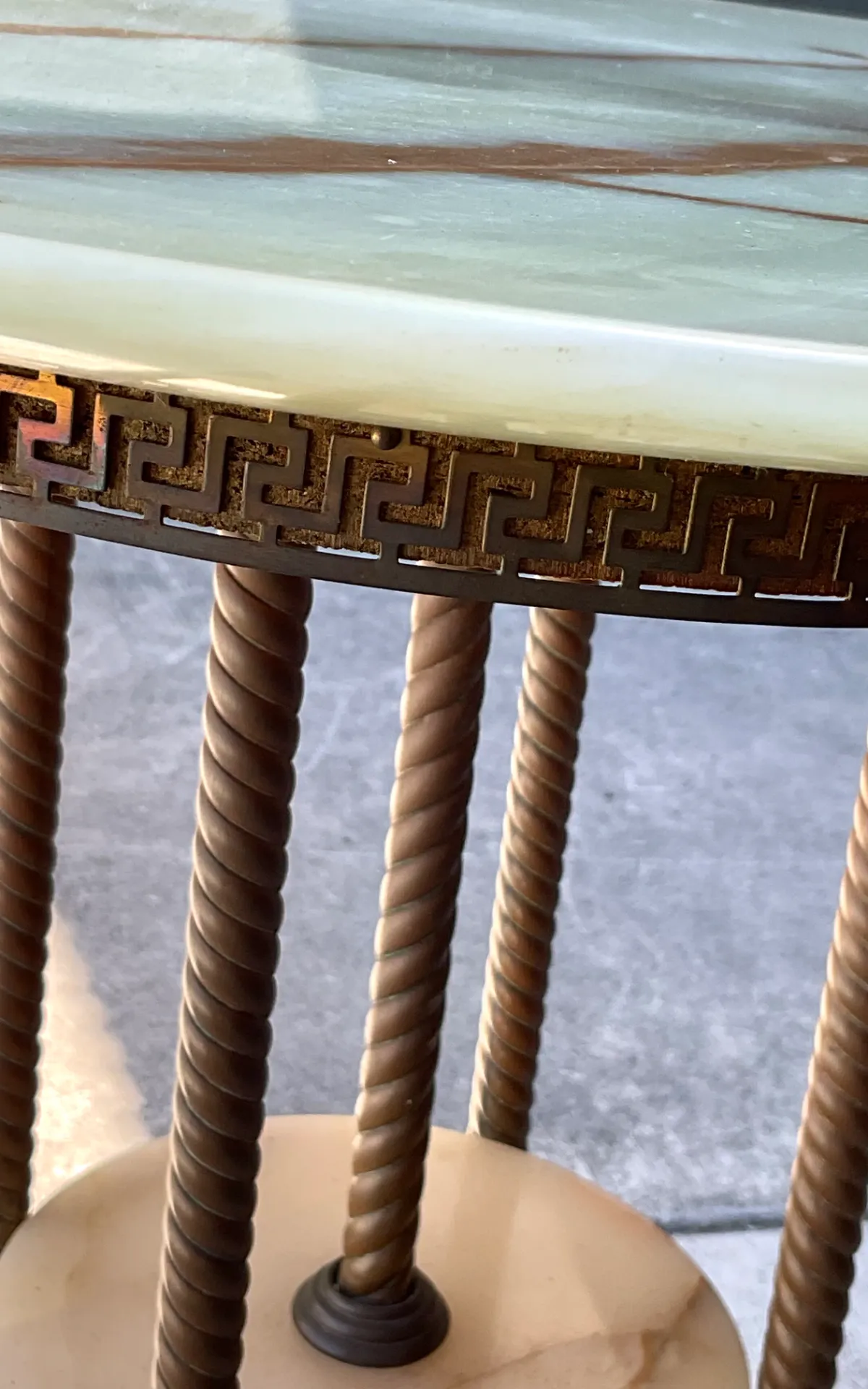 Vintage Greek Key Brass and Onyx Accent Table — additional photo 3