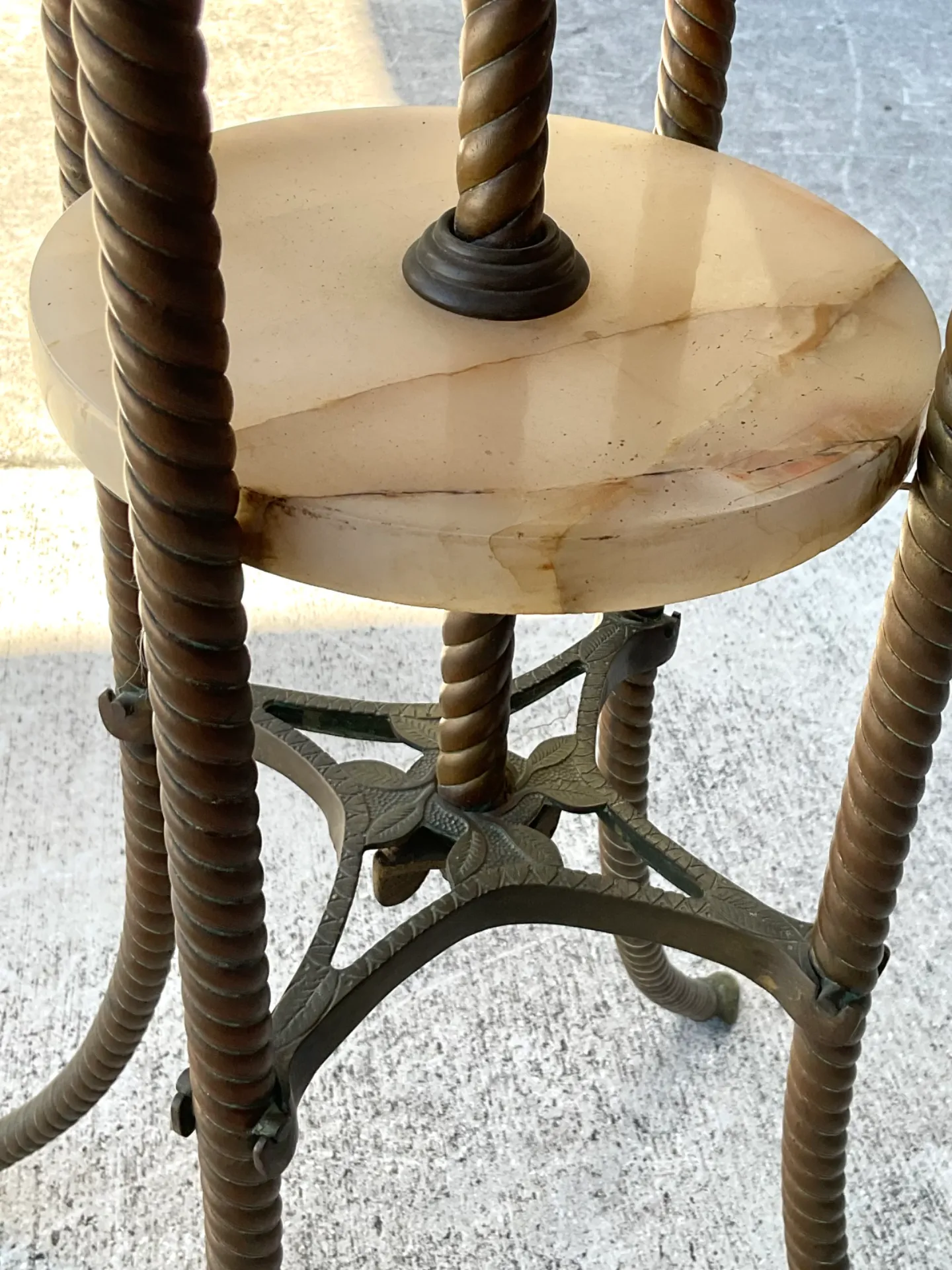 Vintage Greek Key Brass and Onyx Accent Table — additional photo 5