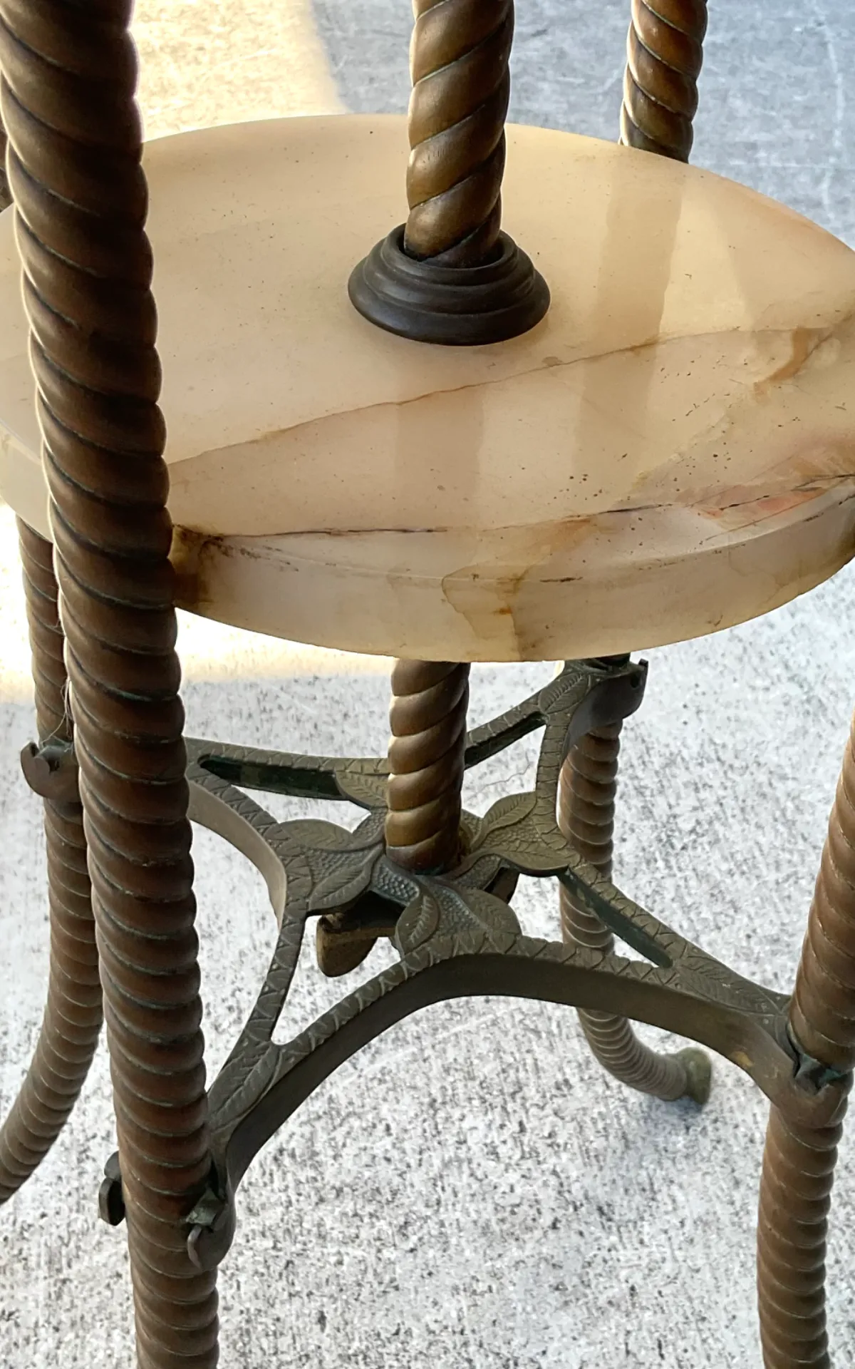 Vintage Greek Key Brass and Onyx Accent Table — additional photo 5