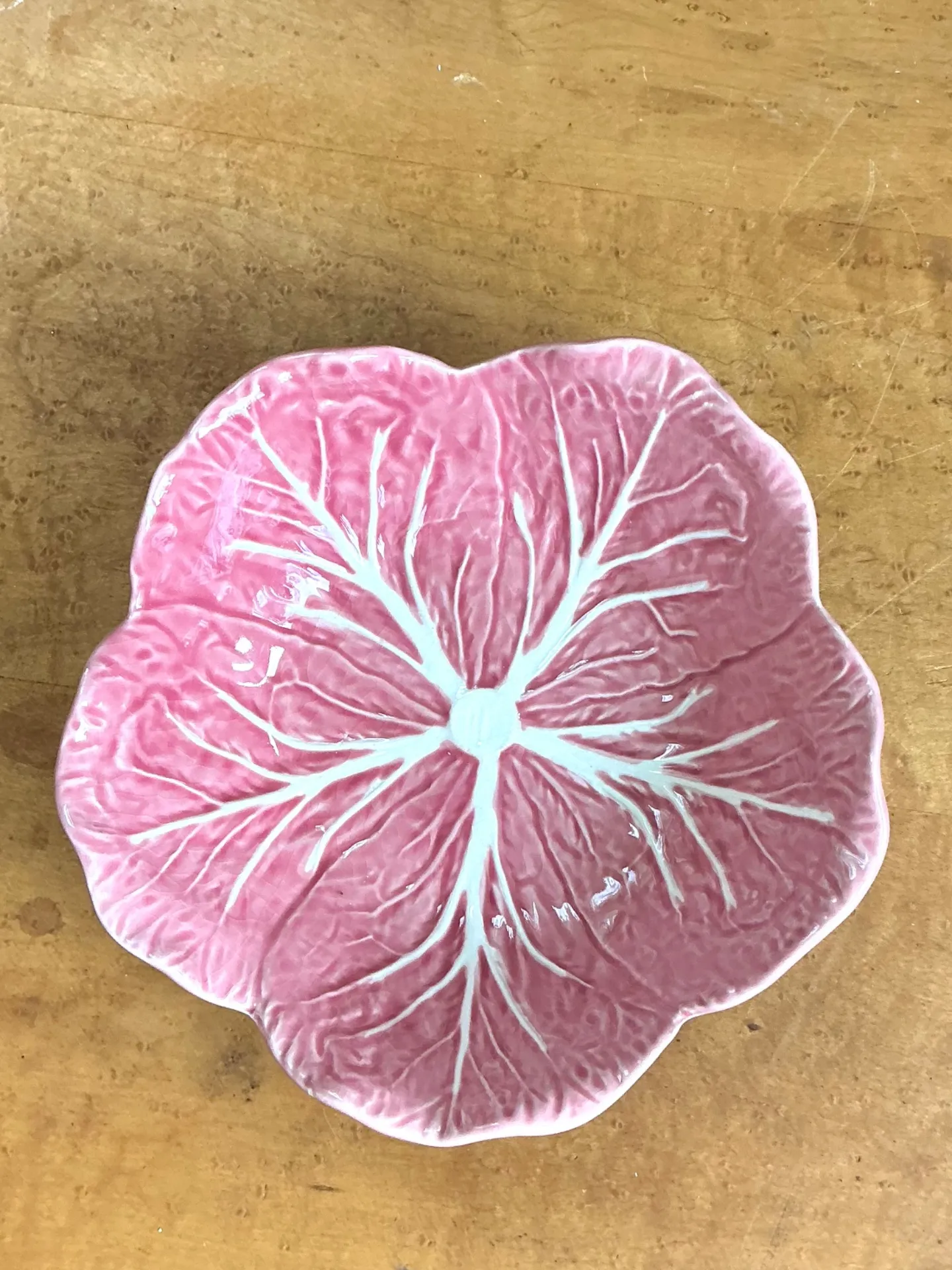 Vintage Bordallo Pinheiro Pink Cabbage Leaf Ceramic Bowls - Set of 6 — additional photo 5