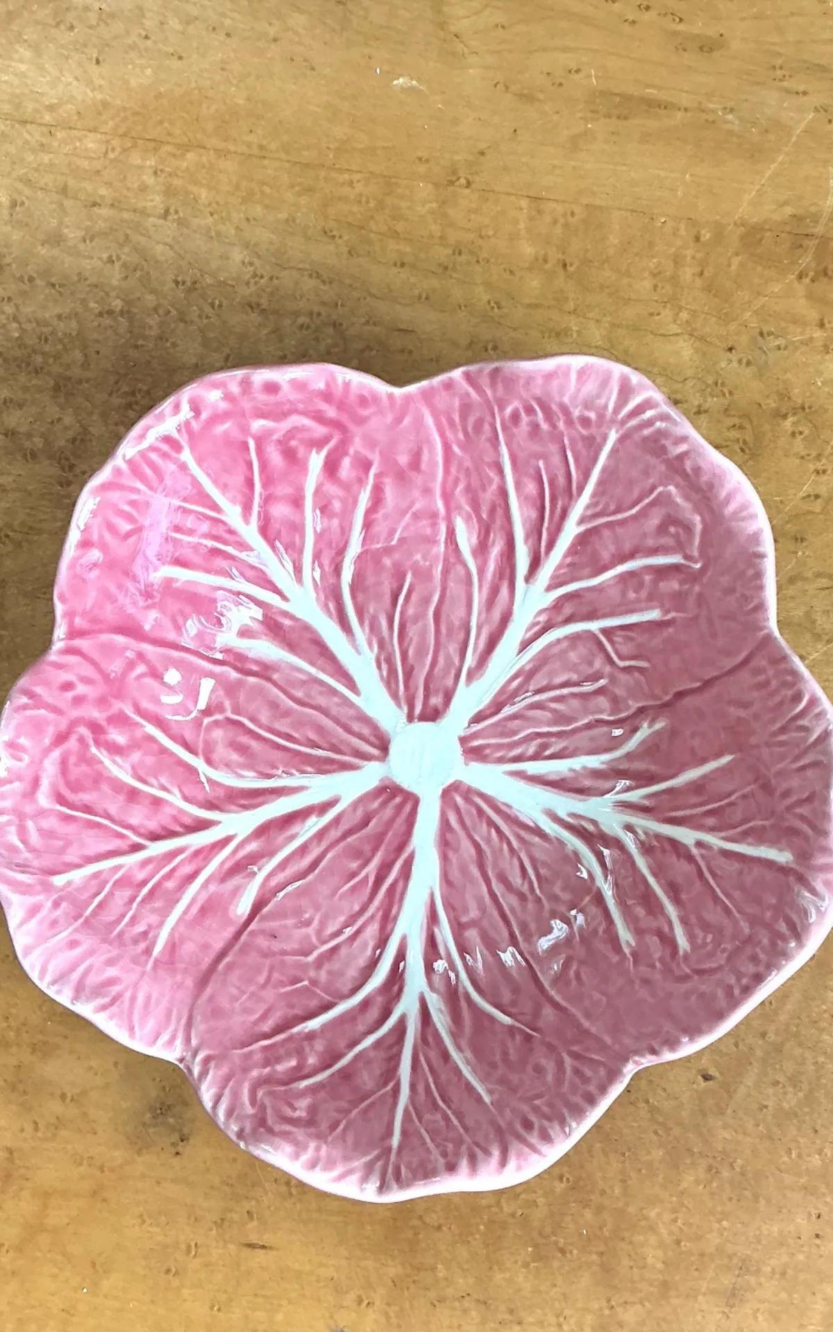 Vintage Bordallo Pinheiro Pink Cabbage Leaf Ceramic Bowls - Set of 6 — additional photo 5