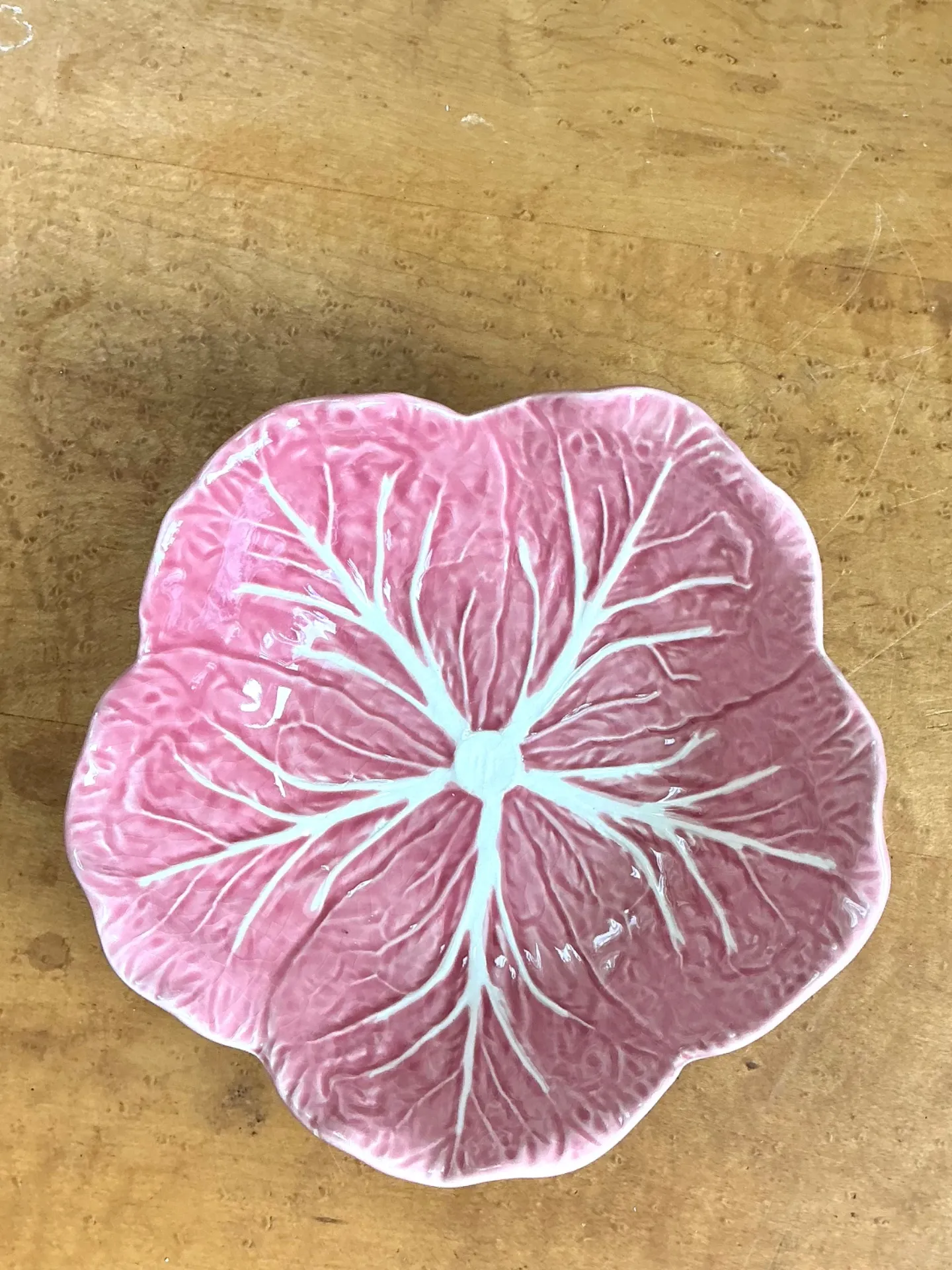 Vintage Bordallo Pinheiro Pink Cabbage Leaf Ceramic Bowls - Set of 6 — additional photo 6