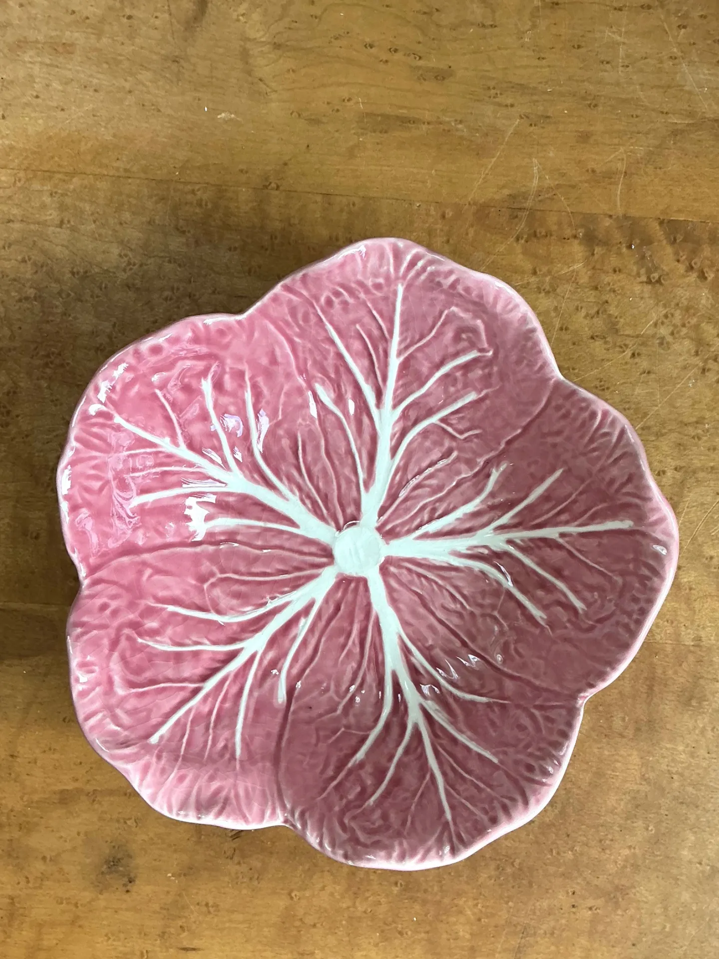 Vintage Bordallo Pinheiro Pink Cabbage Leaf Ceramic Bowls - Set of 6 — additional photo 1