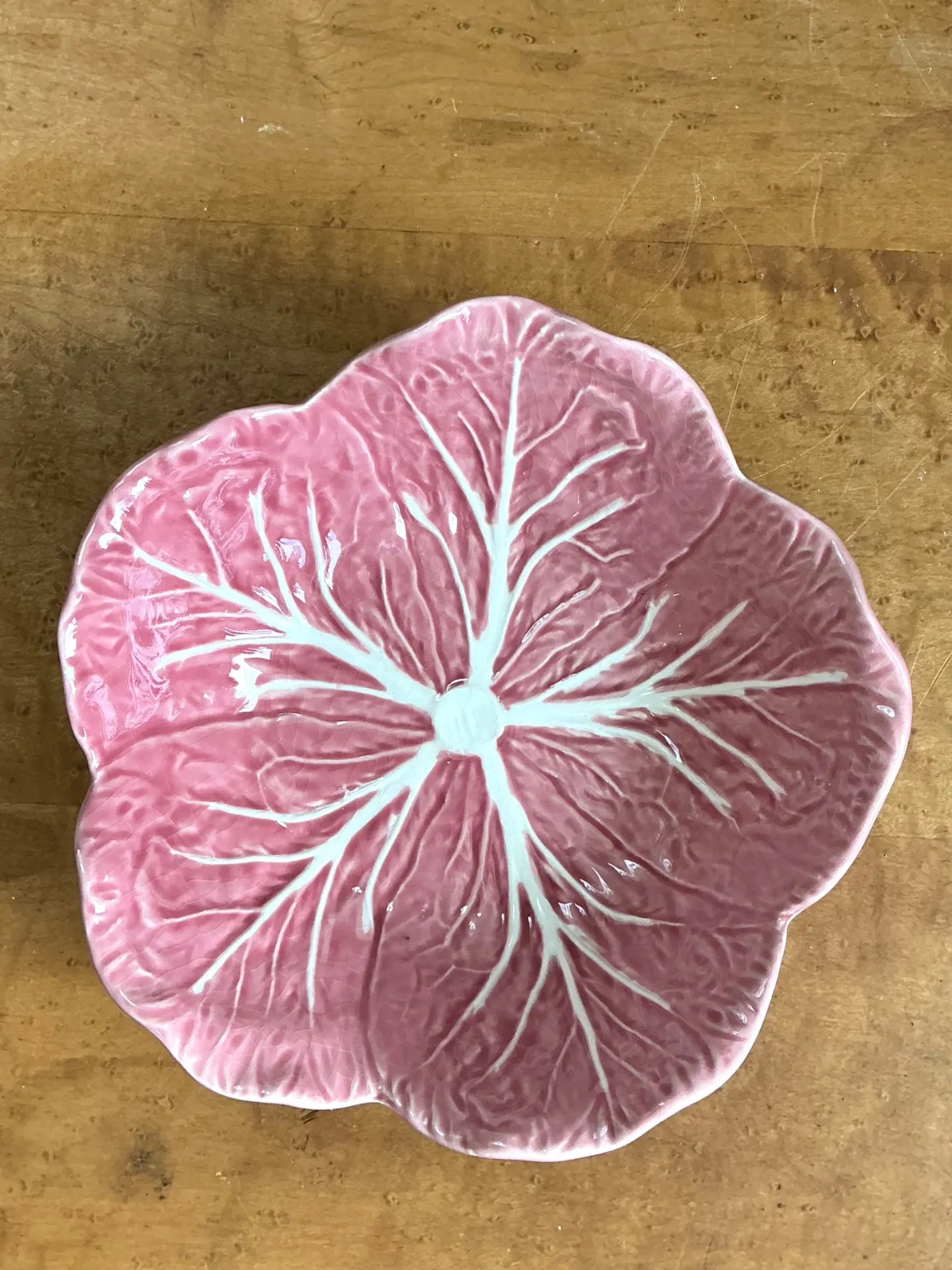 Vintage Bordallo Pinheiro Pink Cabbage Leaf Ceramic Bowls - Set of 6 — additional photo 3