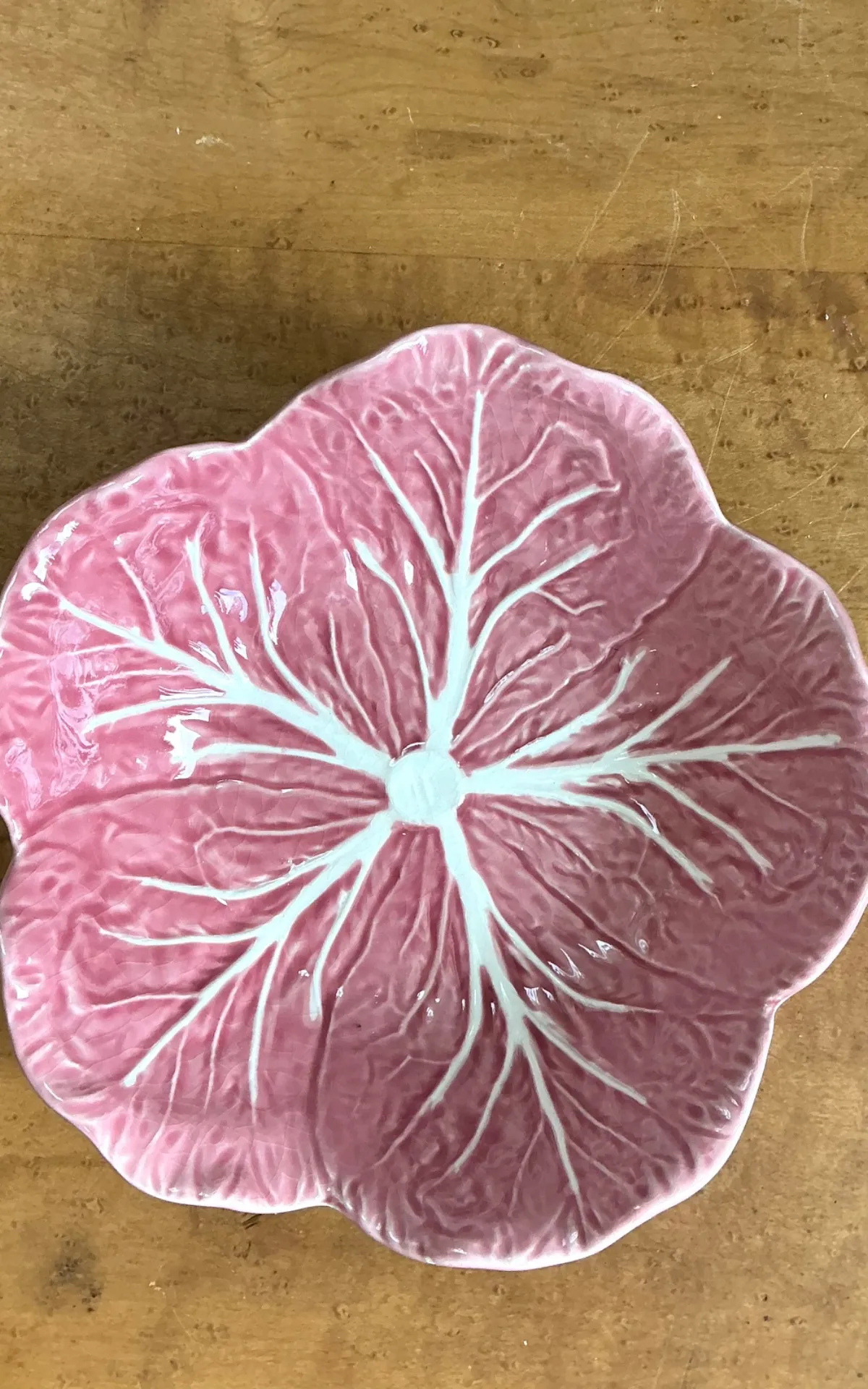 Vintage Bordallo Pinheiro Pink Cabbage Leaf Ceramic Bowls - Set of 6 — additional photo 3