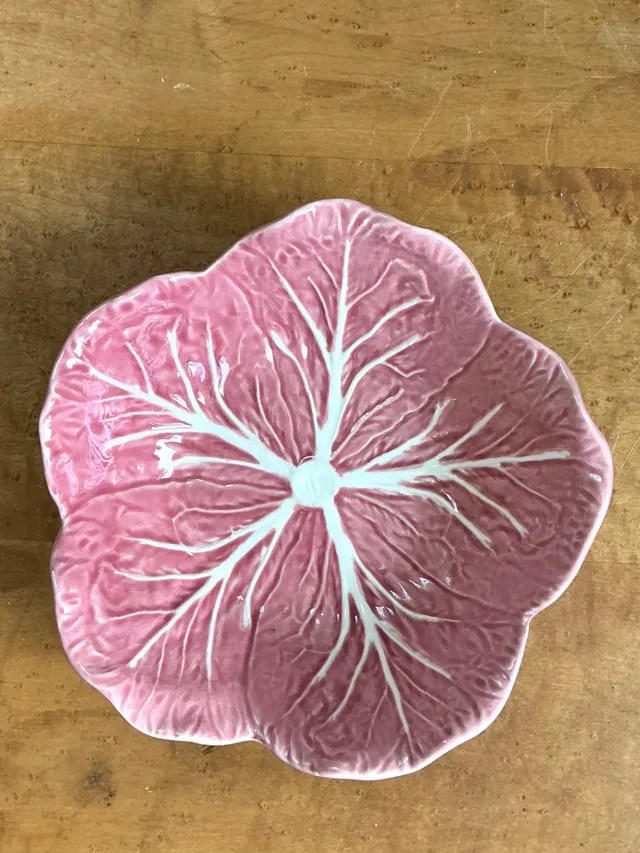 Vintage Bordallo Pinheiro Pink Cabbage Leaf Ceramic Bowls - Set of 6 — additional photo 3