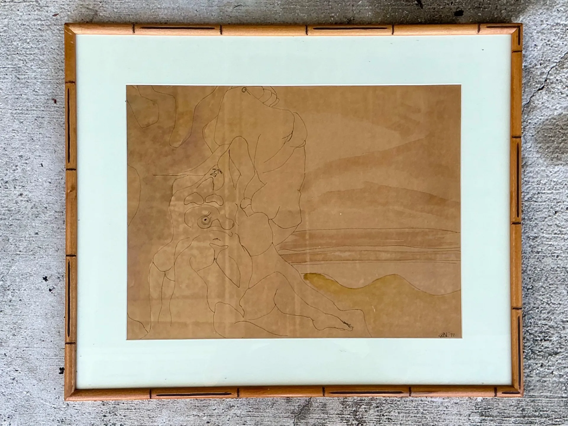 Framed Abstract Figurative Line Drawing — additional photo 4