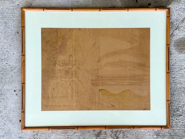 Framed Abstract Figurative Line Drawing — additional photo 4