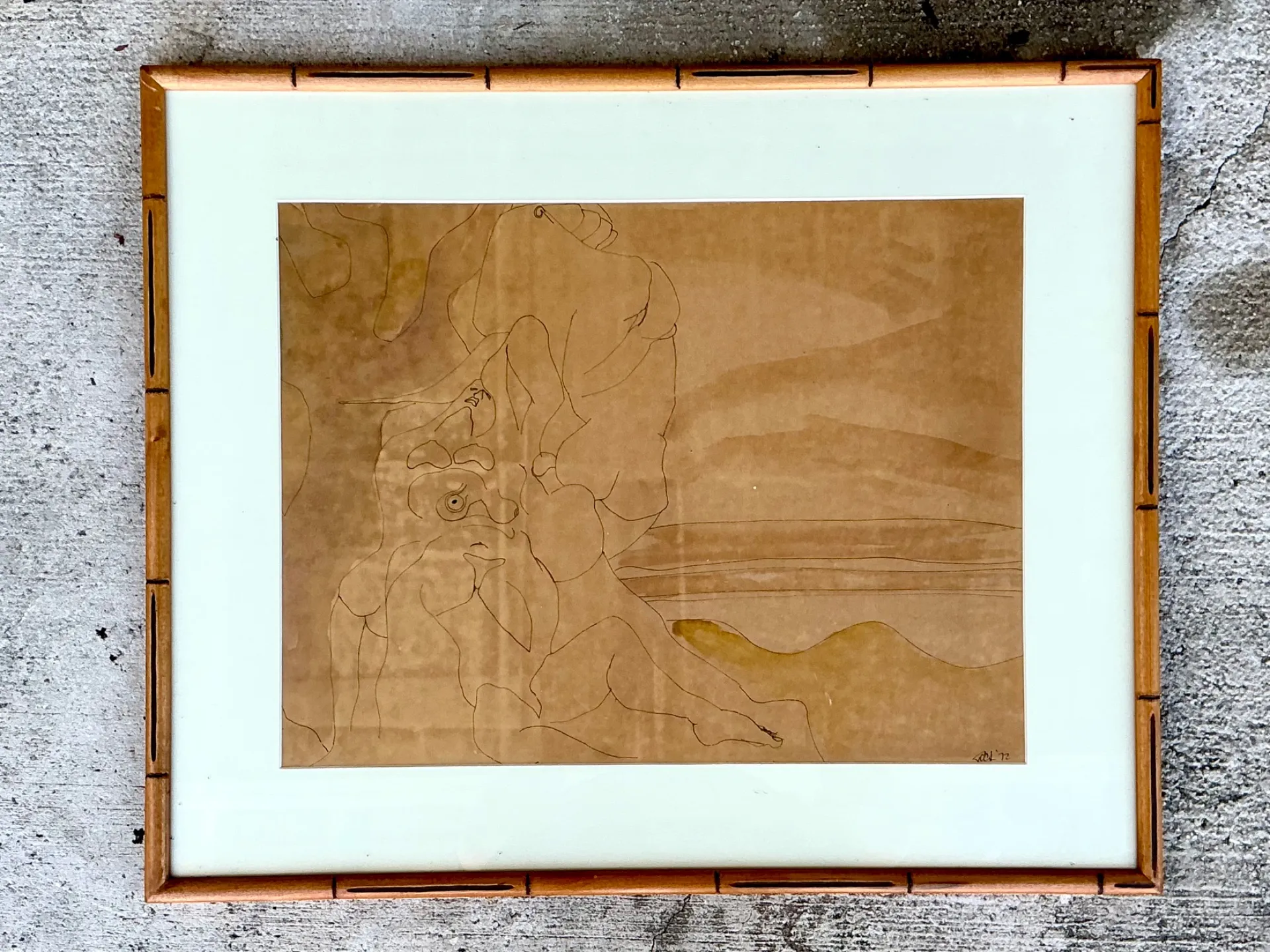Framed Abstract Figurative Line Drawing — additional photo 6