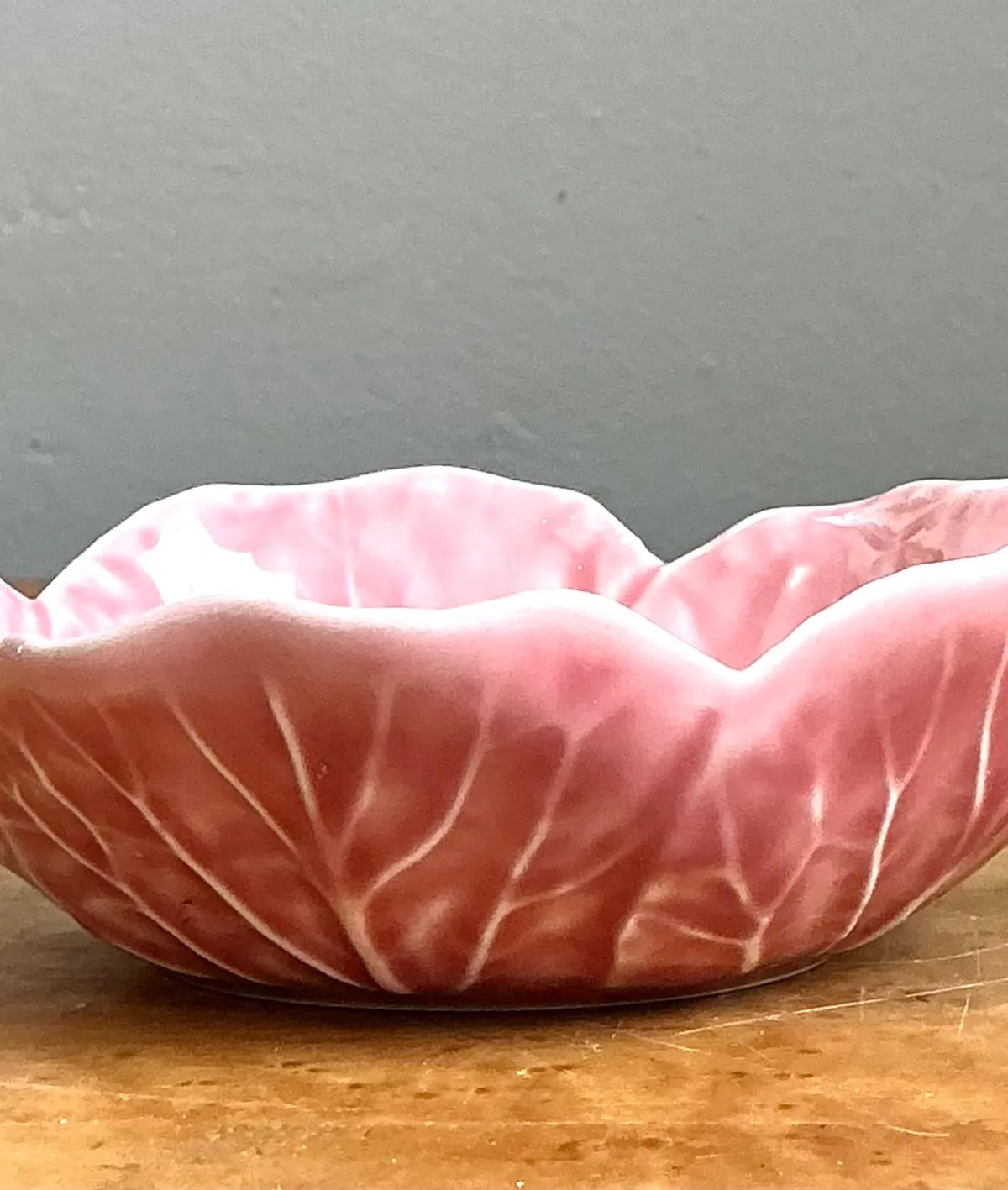 Vintage Bordallo Pinheiro Pink Cabbage Leaf Ceramic Bowls - Set of 6 - Ceramic, 6.75W x 2.5H — additional photo 5