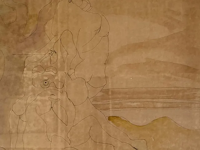 Framed Abstract Figurative Line Drawing — additional photo 7
