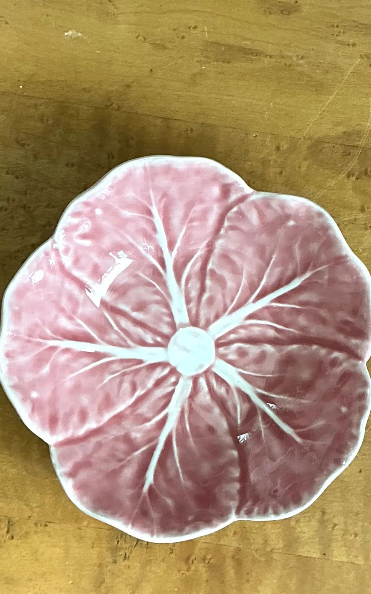 Vintage Bordallo Pinheiro Pink Cabbage Leaf Ceramic Bowls - Set of 6 - Ceramic, 6.75W x 2.5H — additional photo 2