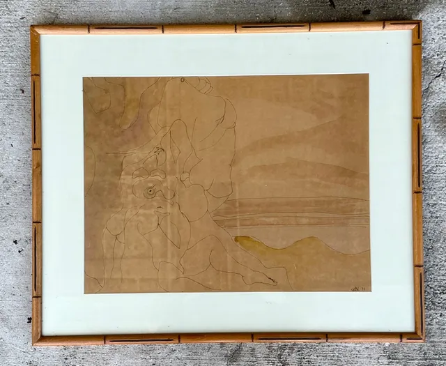 Framed Abstract Figurative Line Drawing — additional photo 8
