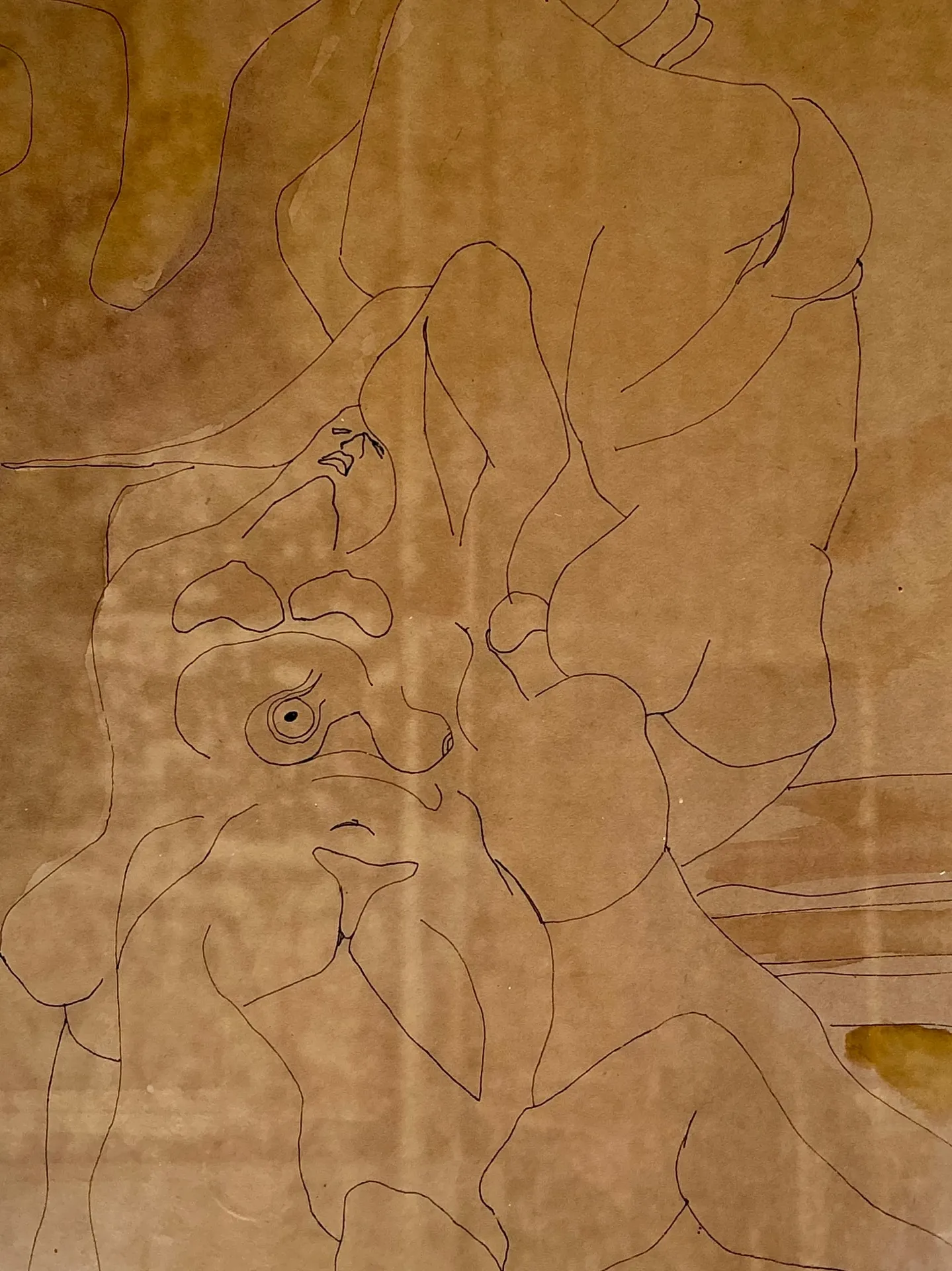 Framed Abstract Figurative Line Drawing — additional photo 3