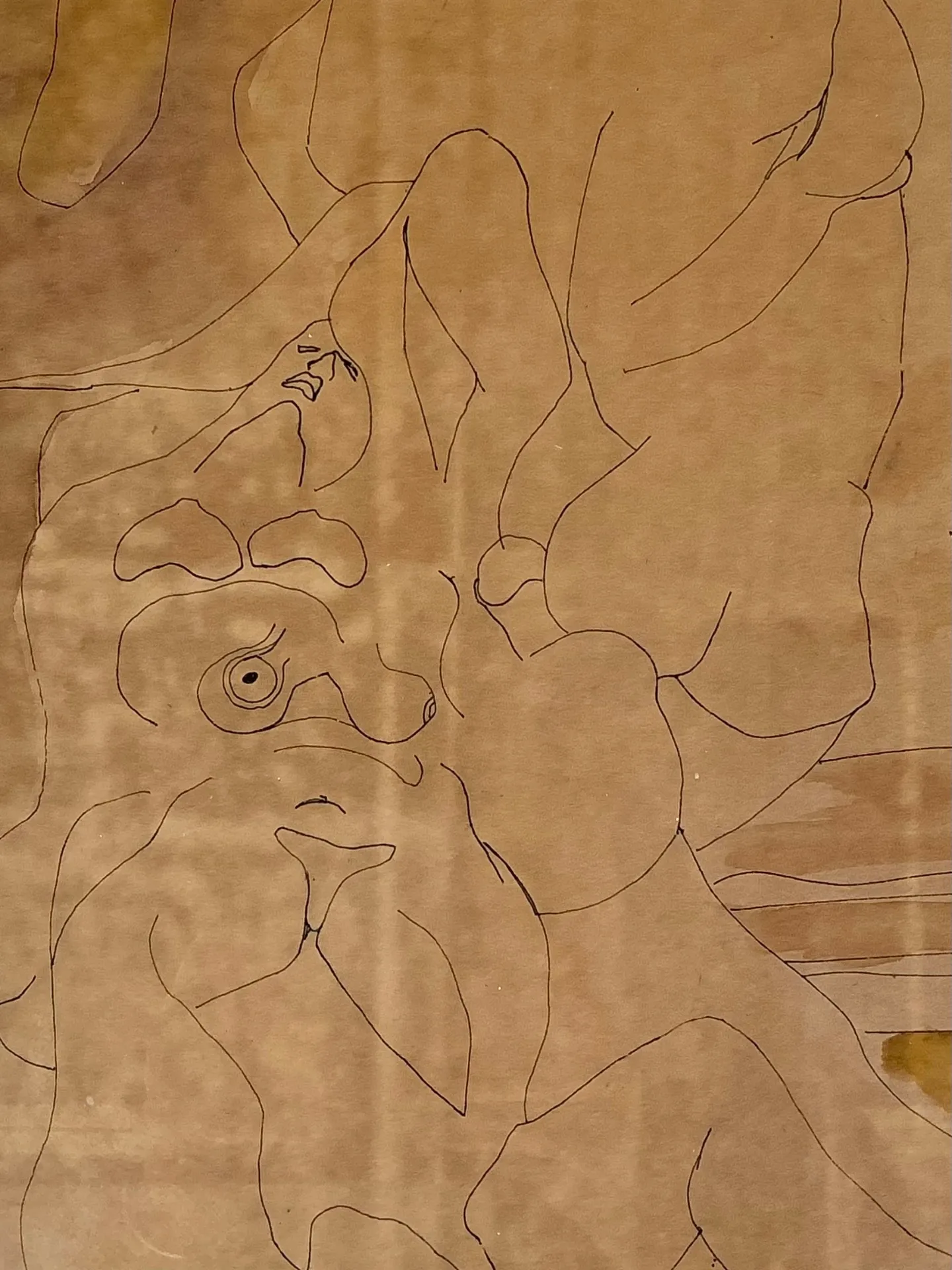 Framed Abstract Figurative Line Drawing — additional photo 5