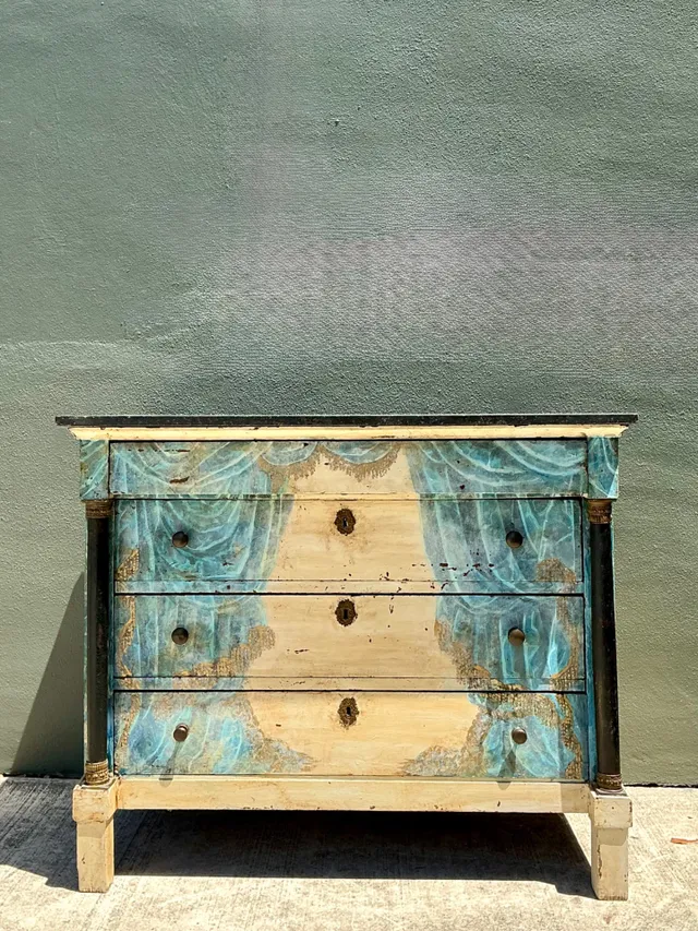 Vintage Hand-Painted Drapery Swag Motif Dresser — additional photo 6