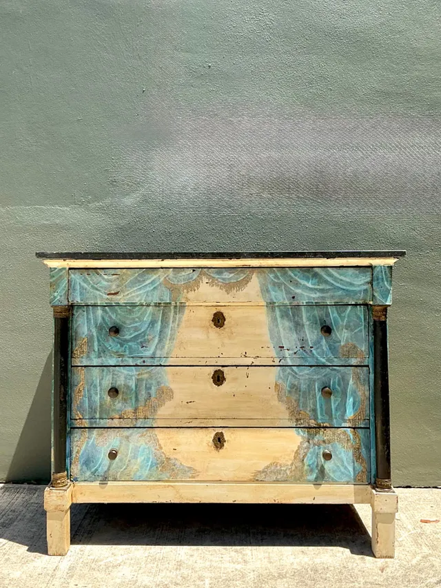 Vintage Hand-Painted Drapery Swag Motif Dresser — additional photo 2