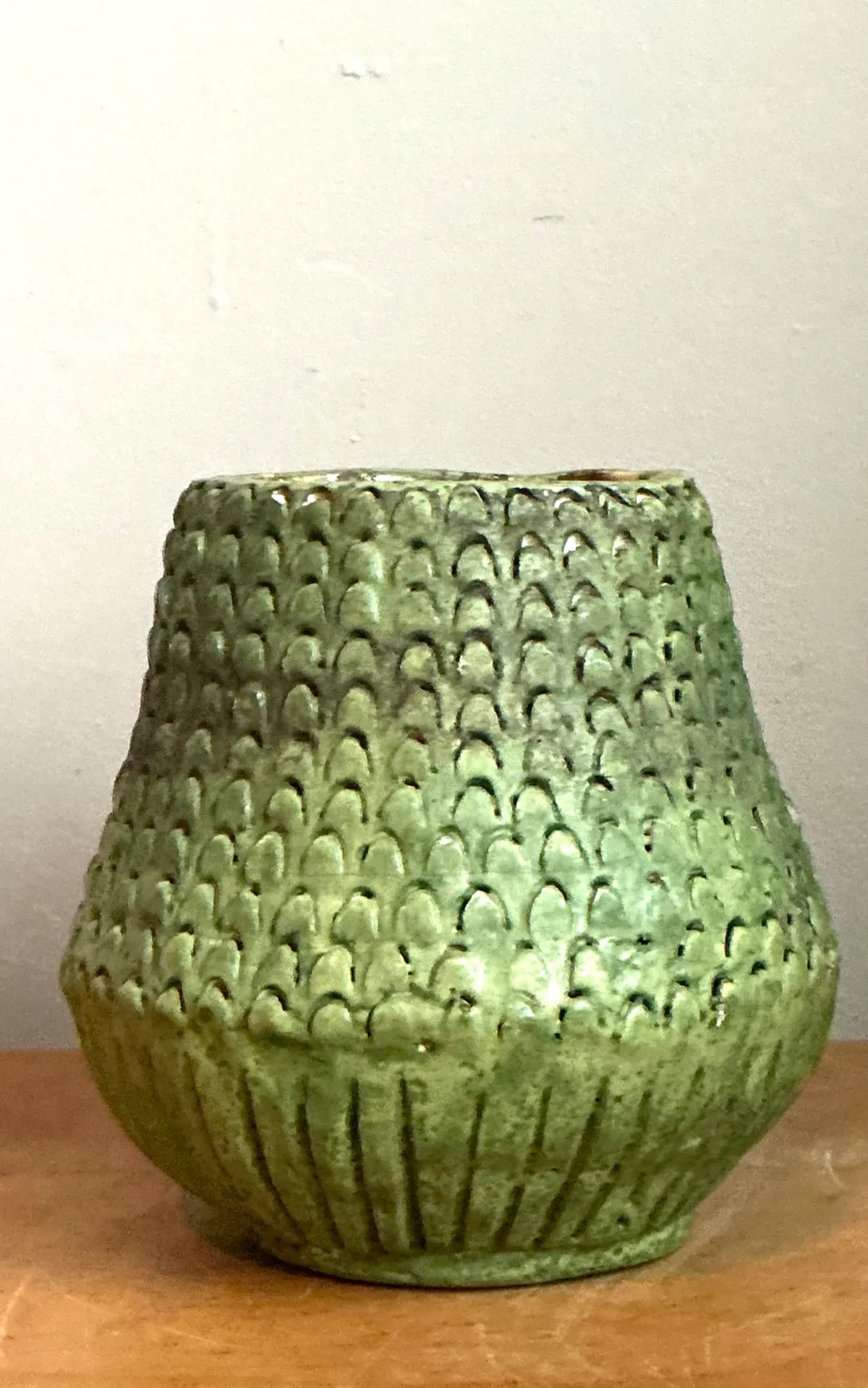Vintage Green Textured Ceramic Vase — additional photo 8