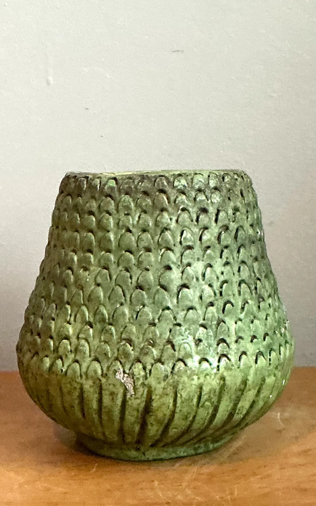 Vintage Green Textured Ceramic Vase — additional photo 7