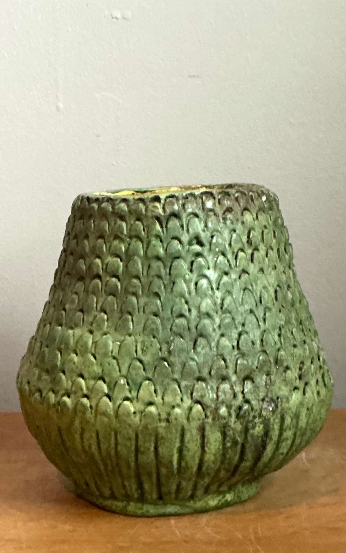 Vintage Green Textured Ceramic Vase — additional photo 5