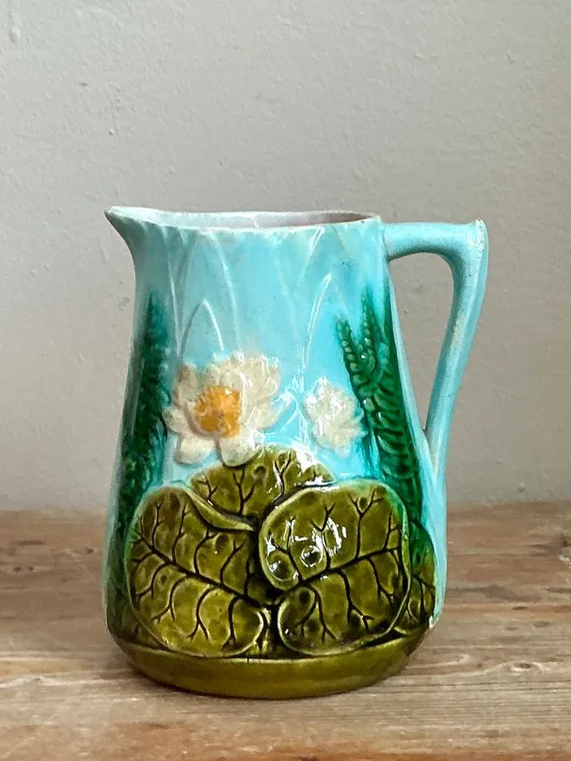 Vintage Majolica Water Lily Pitcher — additional photo 2