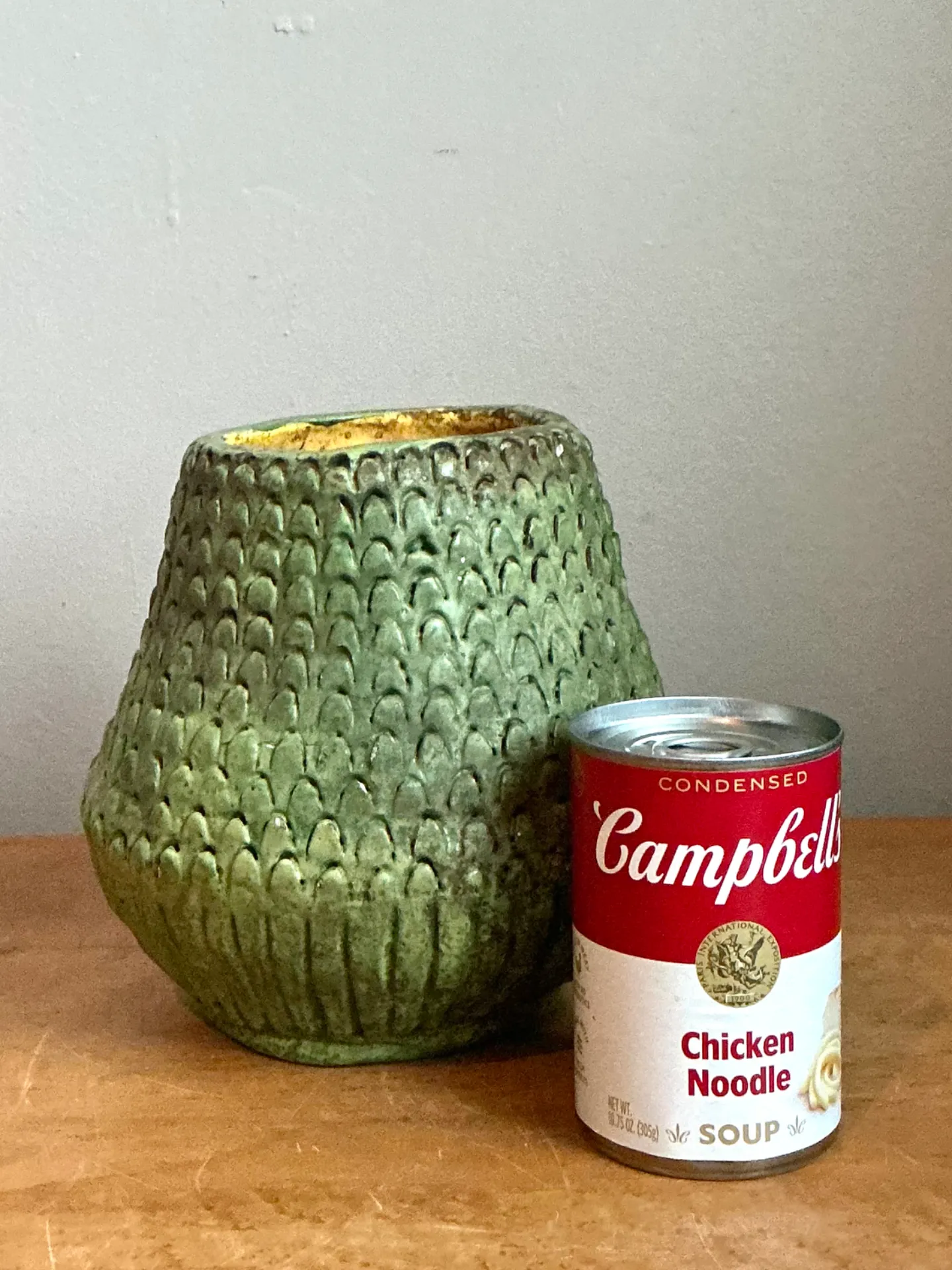 Vintage Green Textured Ceramic Vase — additional photo 3
