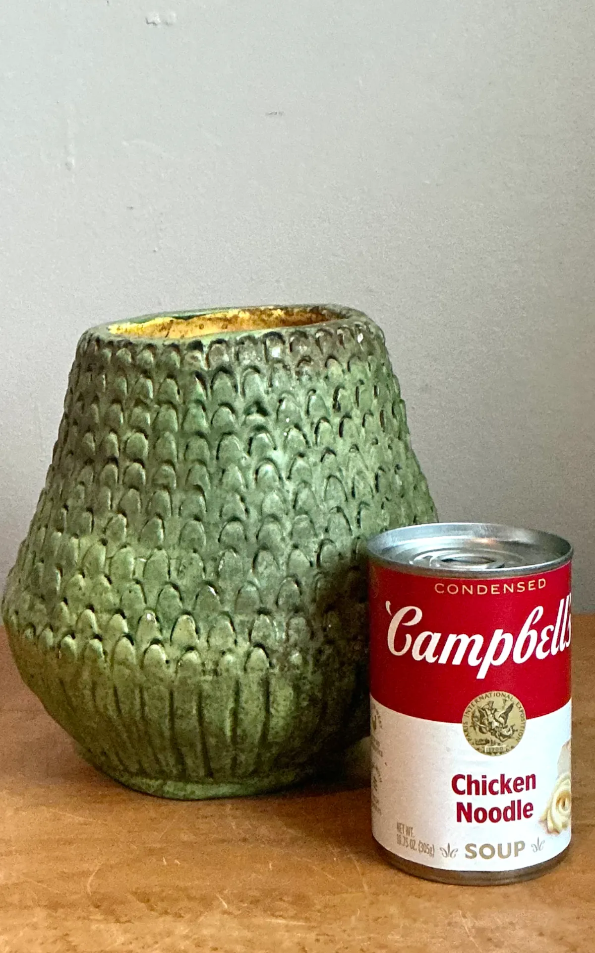 Vintage Green Textured Ceramic Vase — additional photo 3
