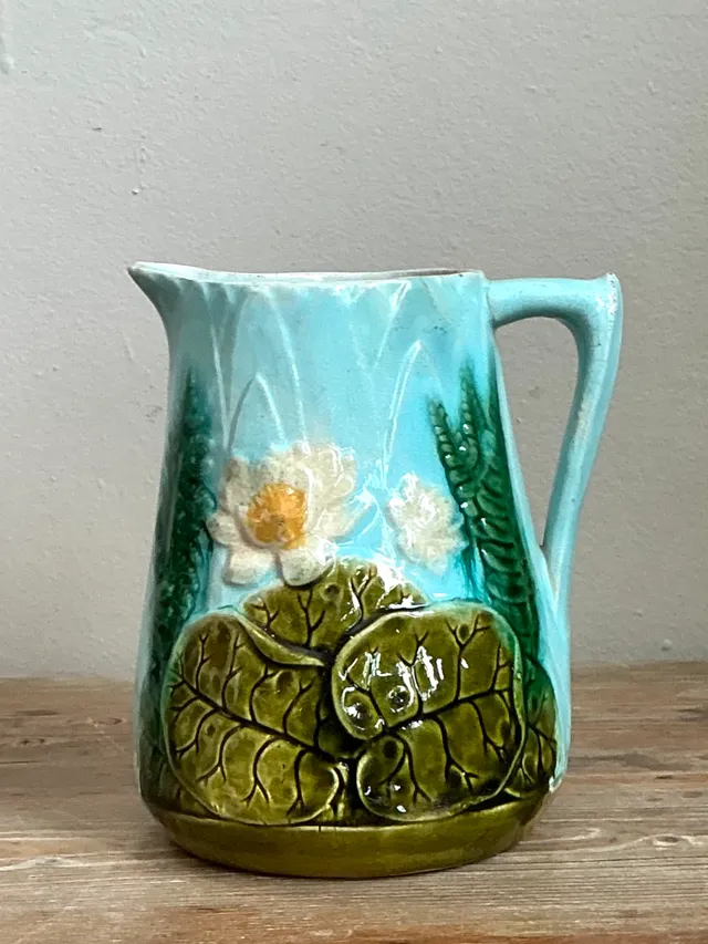 Vintage Majolica Water Lily Pitcher — additional photo 1