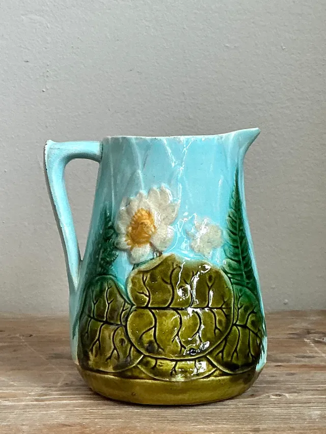 Vintage Majolica Water Lily Pitcher — additional photo 6