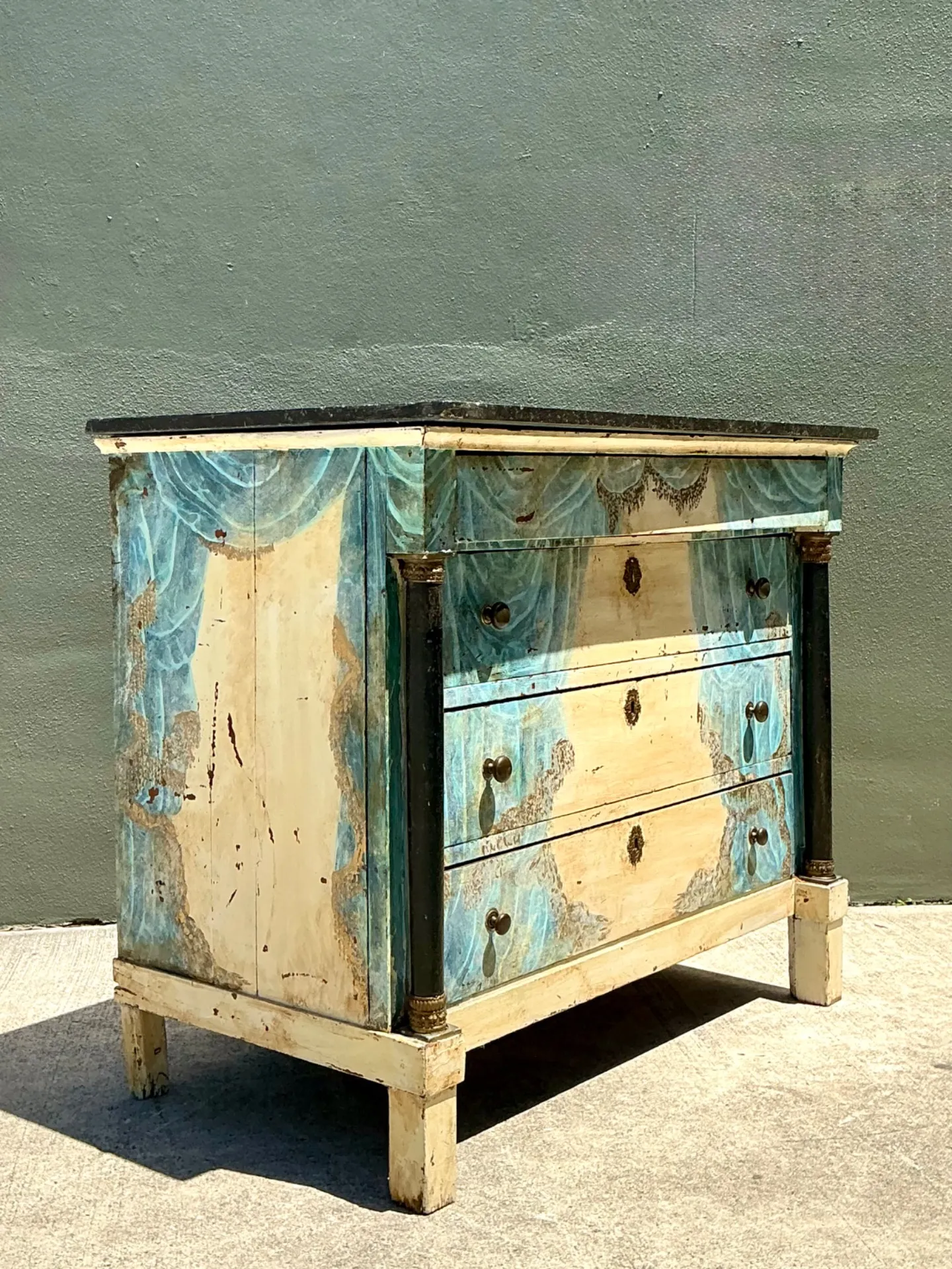 Vintage Hand-Painted Drapery Swag Motif Dresser — additional photo 7