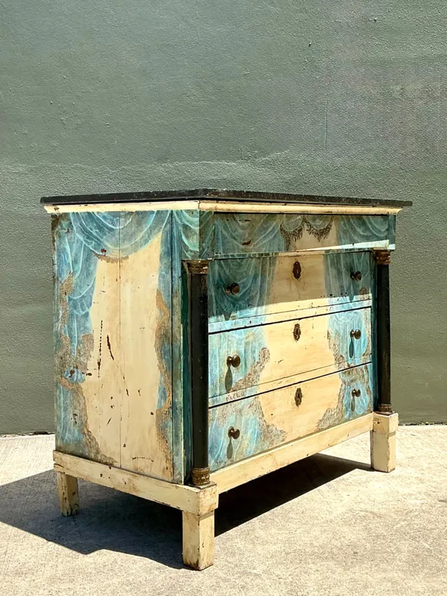 Vintage Hand-Painted Drapery Swag Motif Dresser — additional photo 7