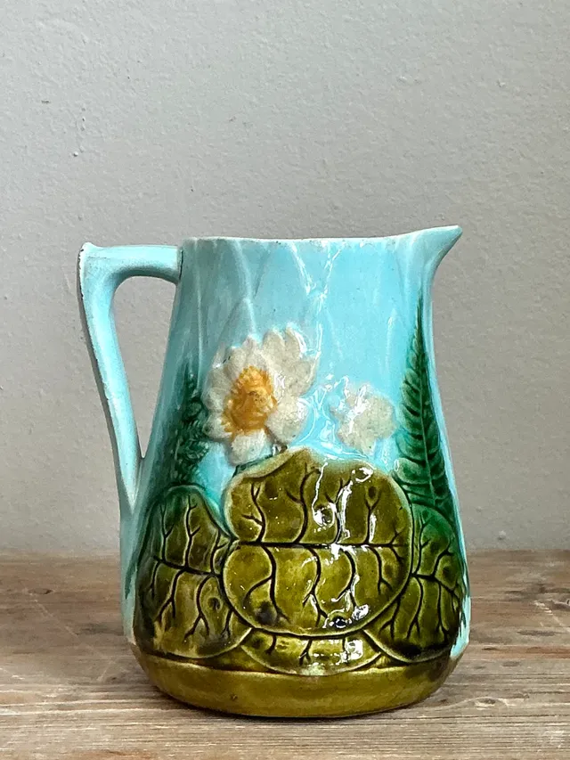 Vintage Majolica Water Lily Pitcher — additional photo 7