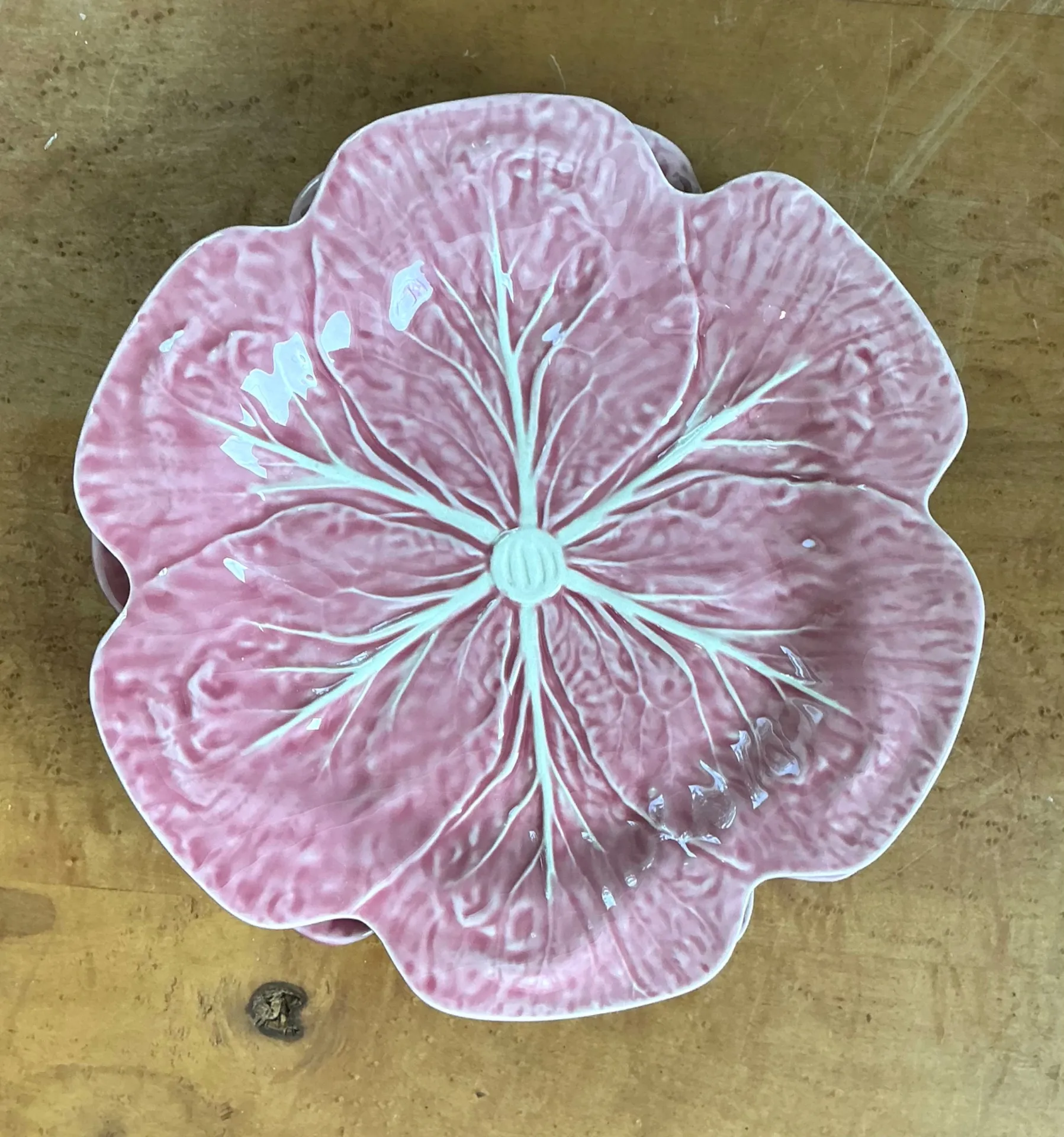 Vintage Bordallo Pinheiro Pink Cabbage Leaf Plates - Set of 4 — additional photo 8