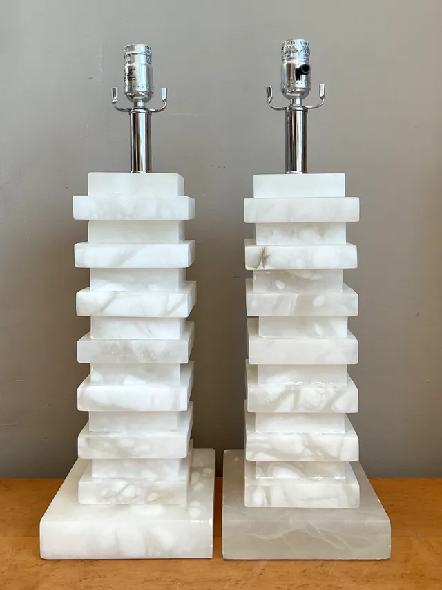 Vintage Stacked Stone Table Lamps - Pair — additional photo 2