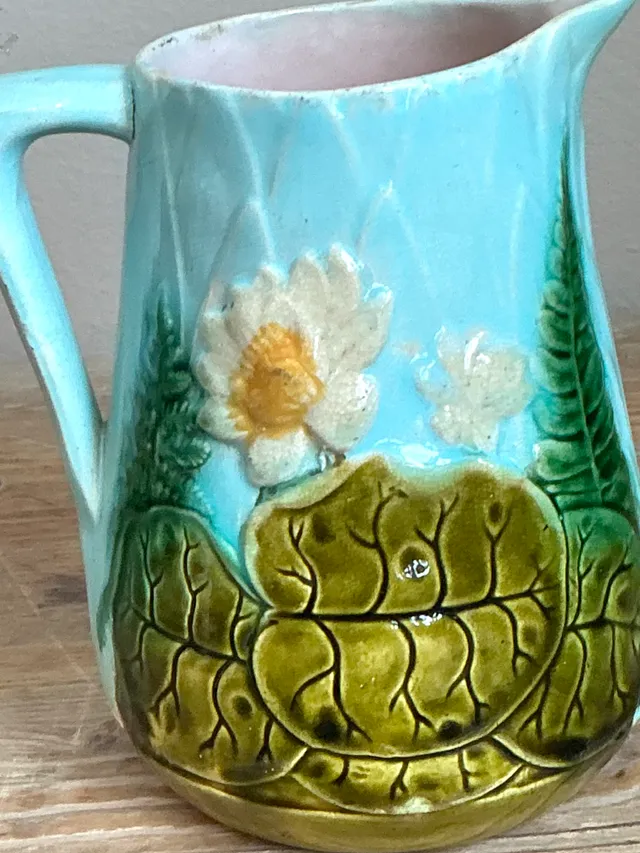 Vintage Majolica Water Lily Pitcher — additional photo 3