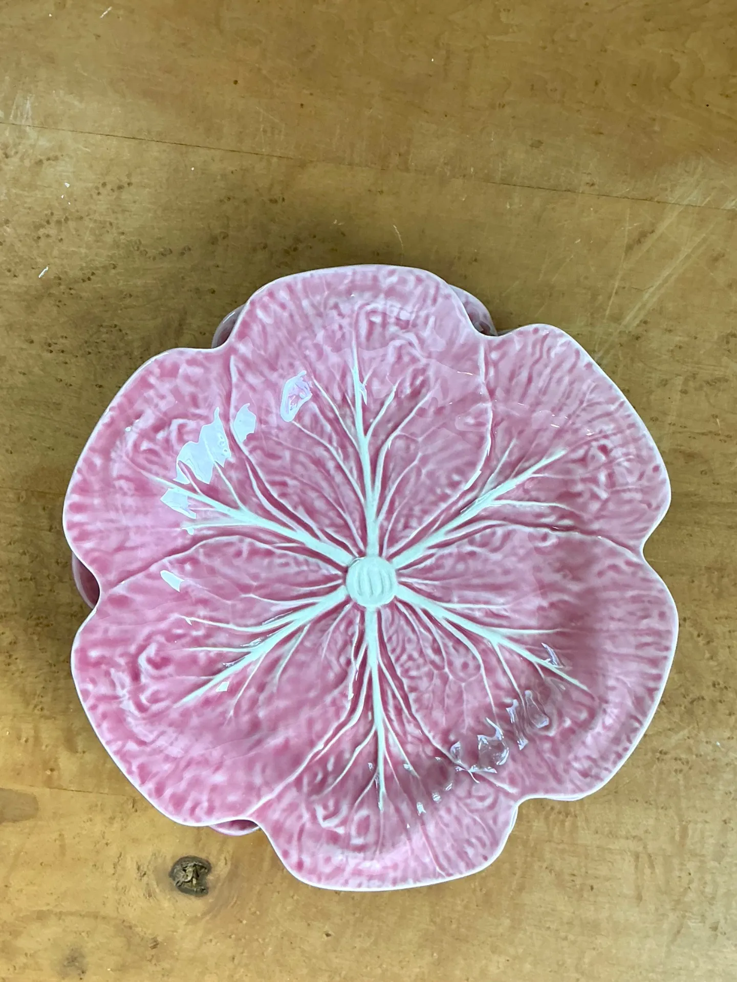 Vintage Bordallo Pinheiro Pink Cabbage Leaf Plates - Set of 4 — additional photo 7