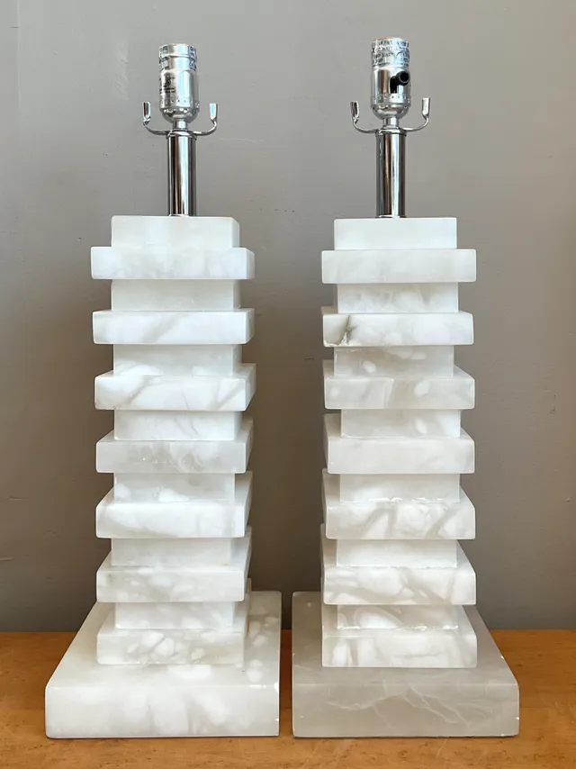 Vintage Stacked Stone Table Lamps - Pair — additional photo 8