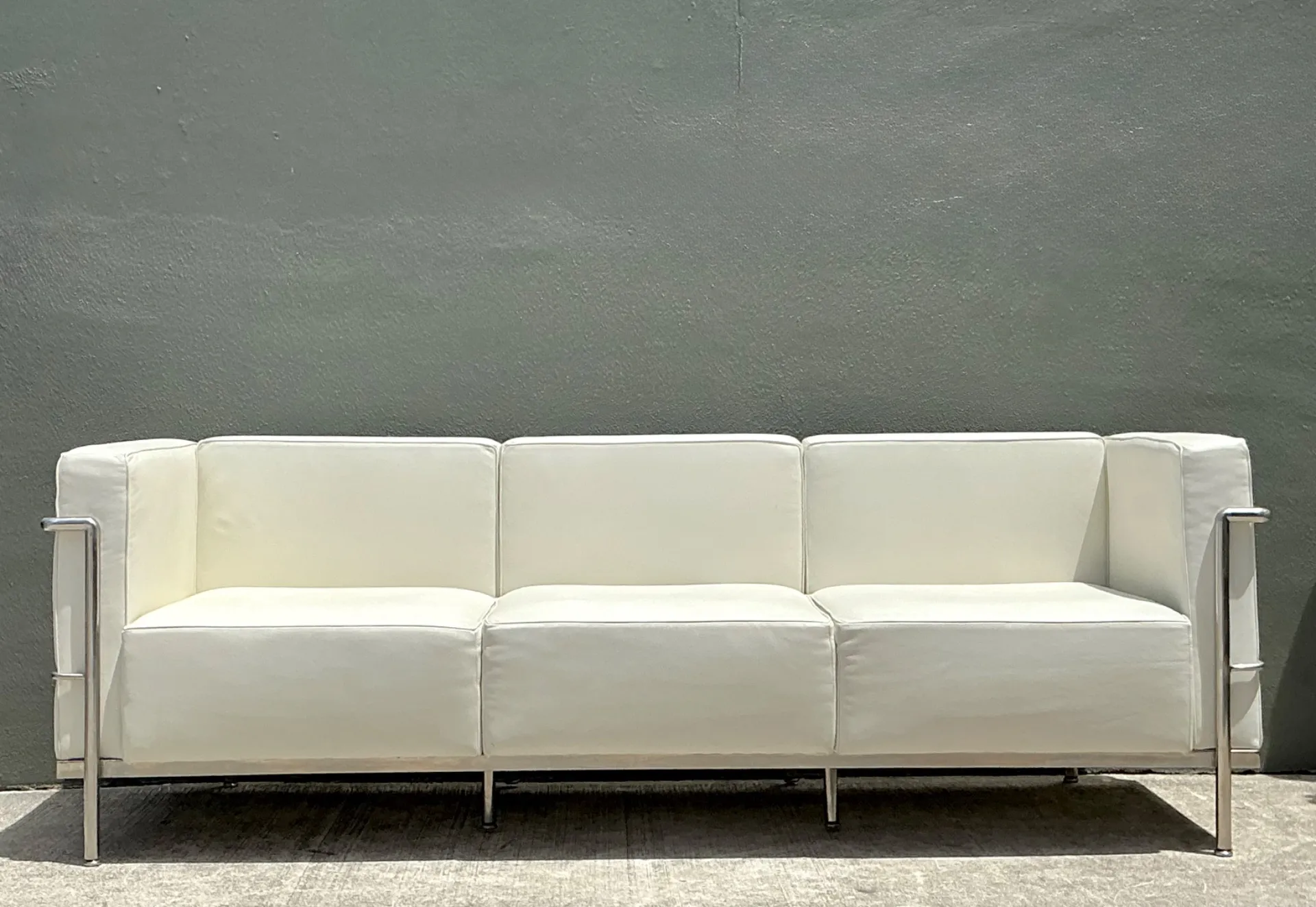 Vintage Chrome Frame Sofa After Le Corbusier — additional photo 6