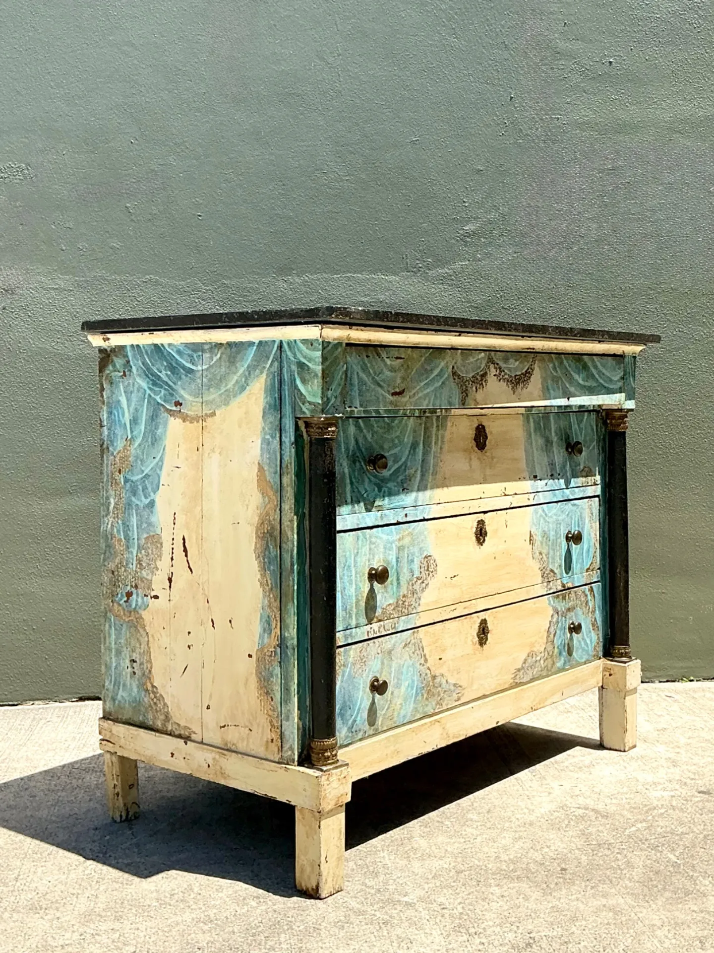 Vintage Hand-Painted Drapery Swag Motif Dresser — additional photo 1