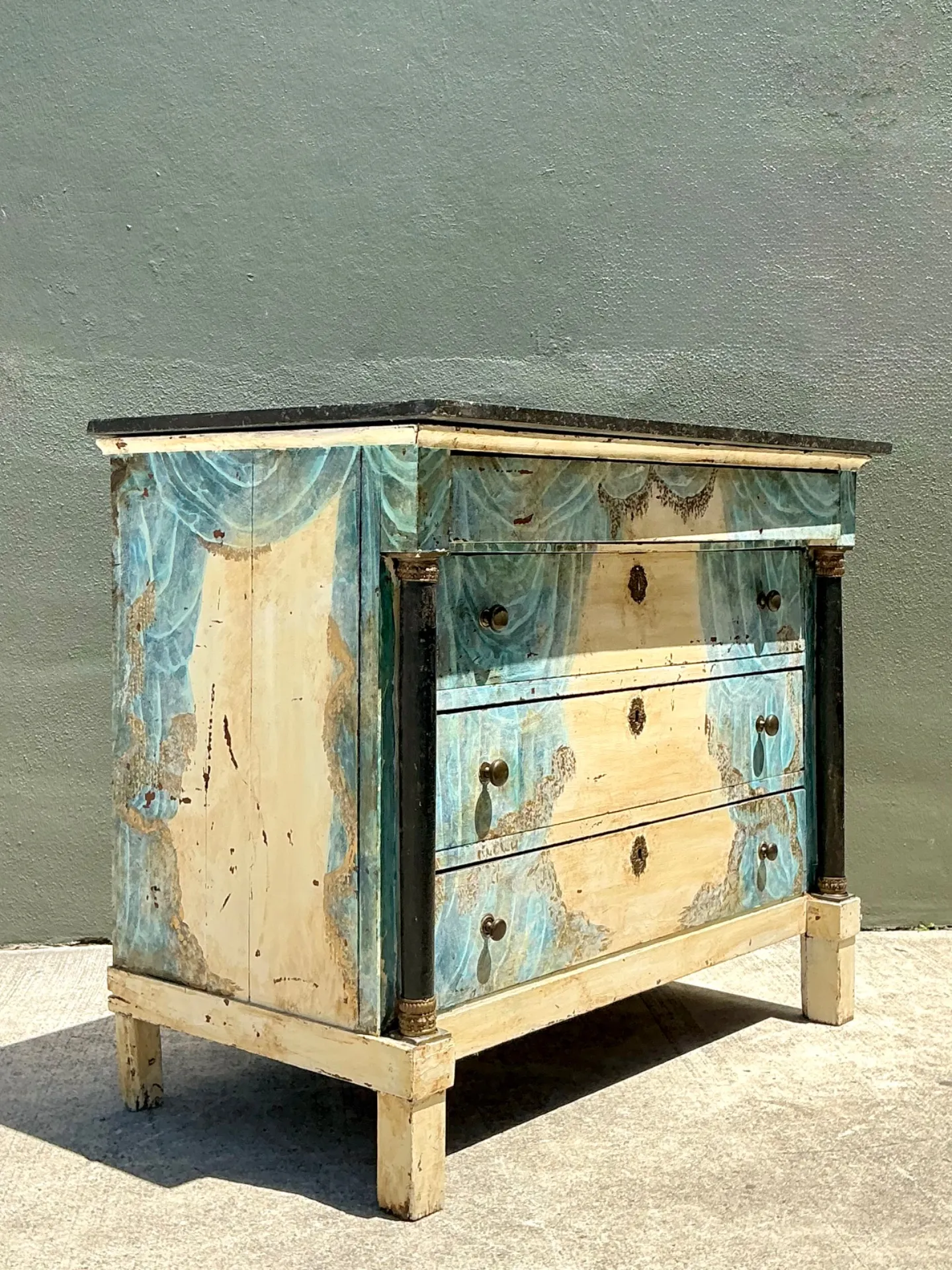 Vintage Hand-Painted Drapery Swag Motif Dresser — additional photo 3