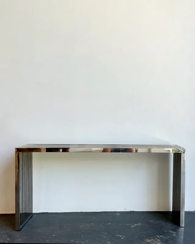 Vintage Chrome Slat Console Table After Ralph Lauren — additional photo 1